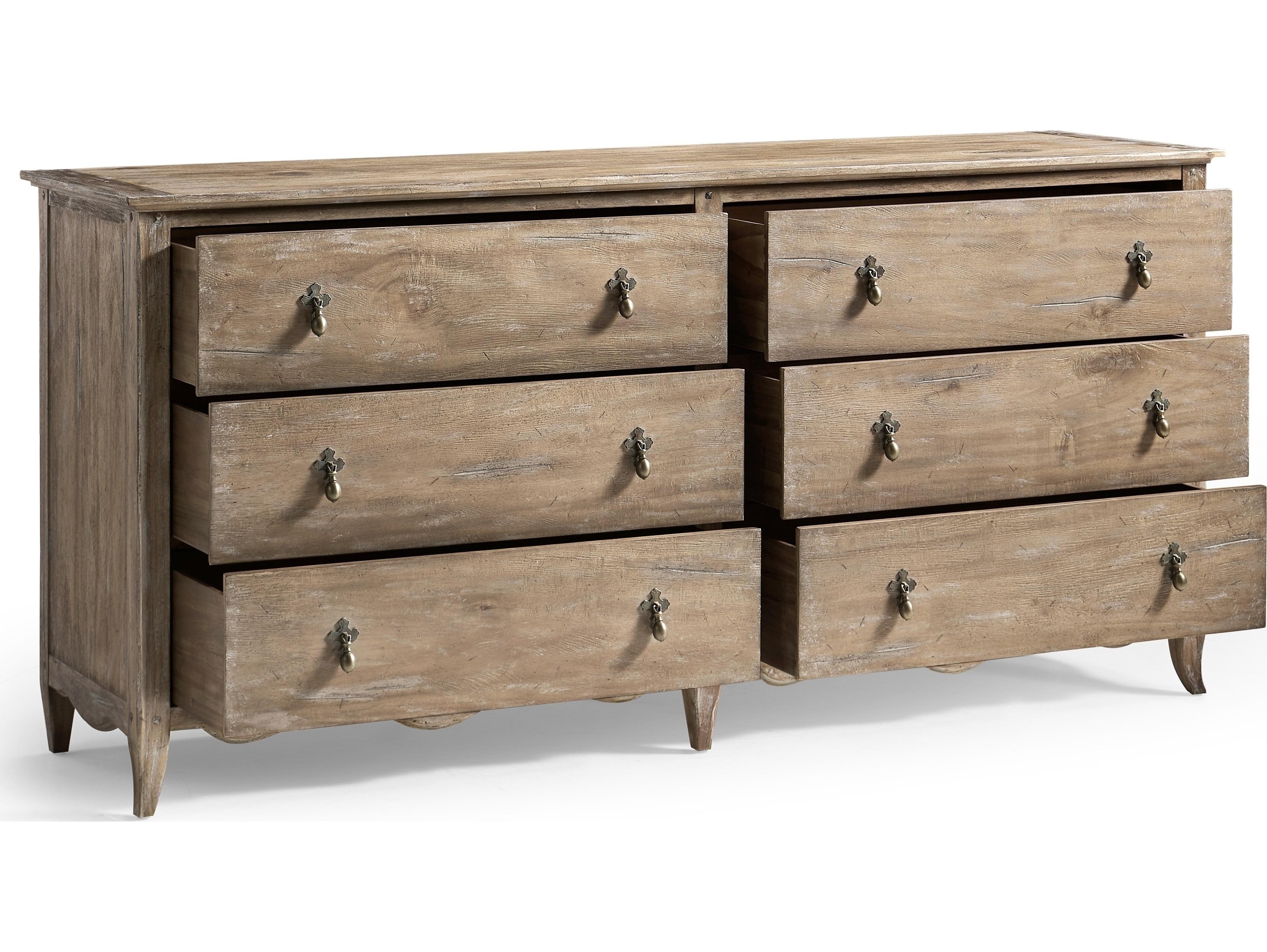 Jonathan Charles Caldera 6-Drawers Brown Walnut Wood Double Dresser