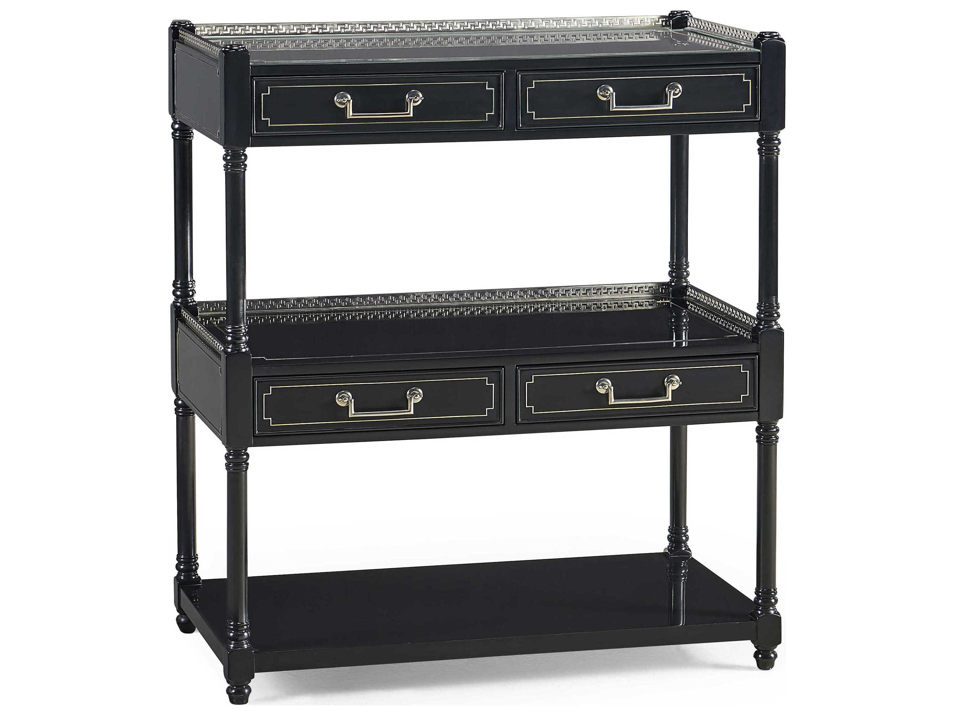 Jonathan Charles Reimagined Rectangular Wood Painted Formal Black Console Table