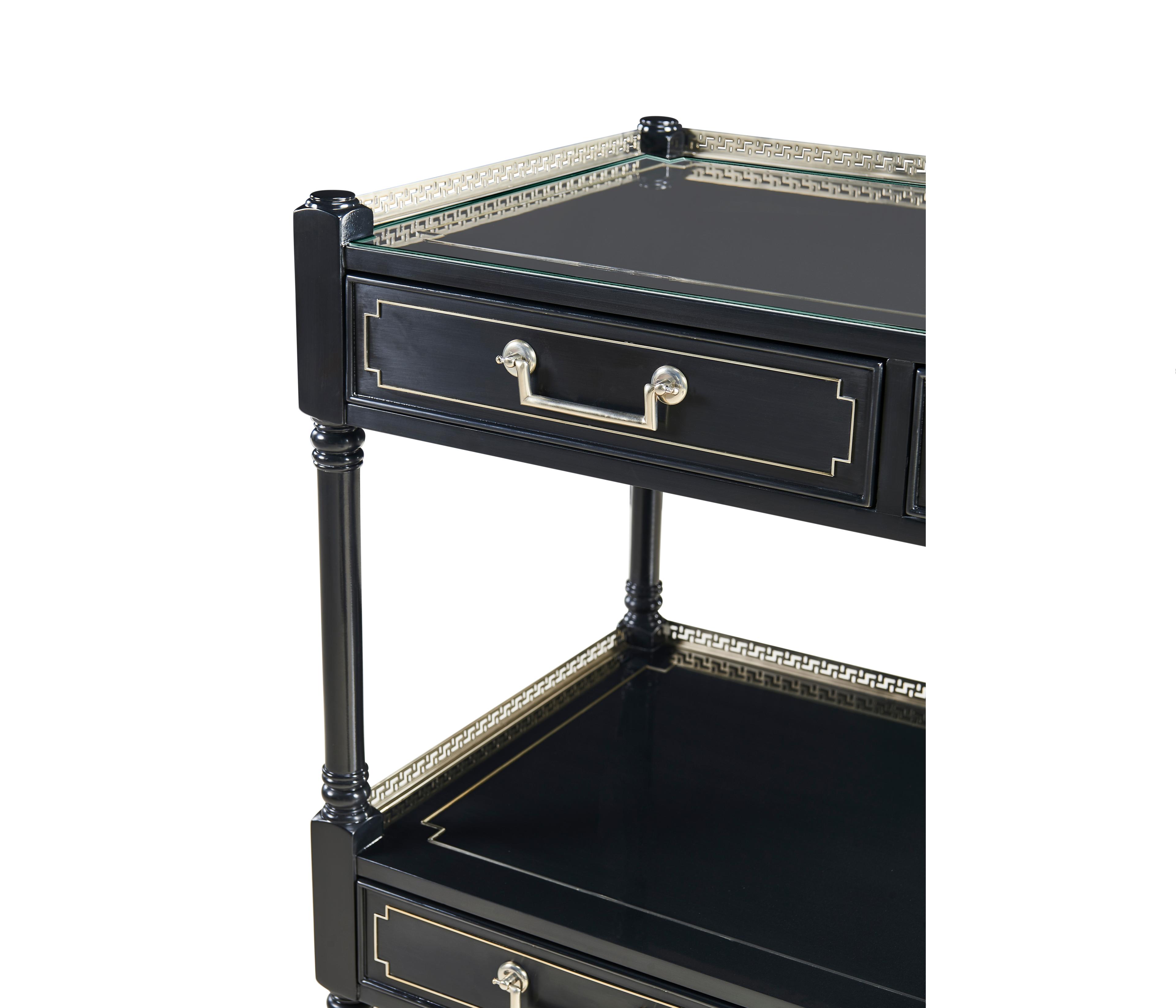 Jonathan Charles Reimagined Rectangular Wood Painted Formal Black Console Table