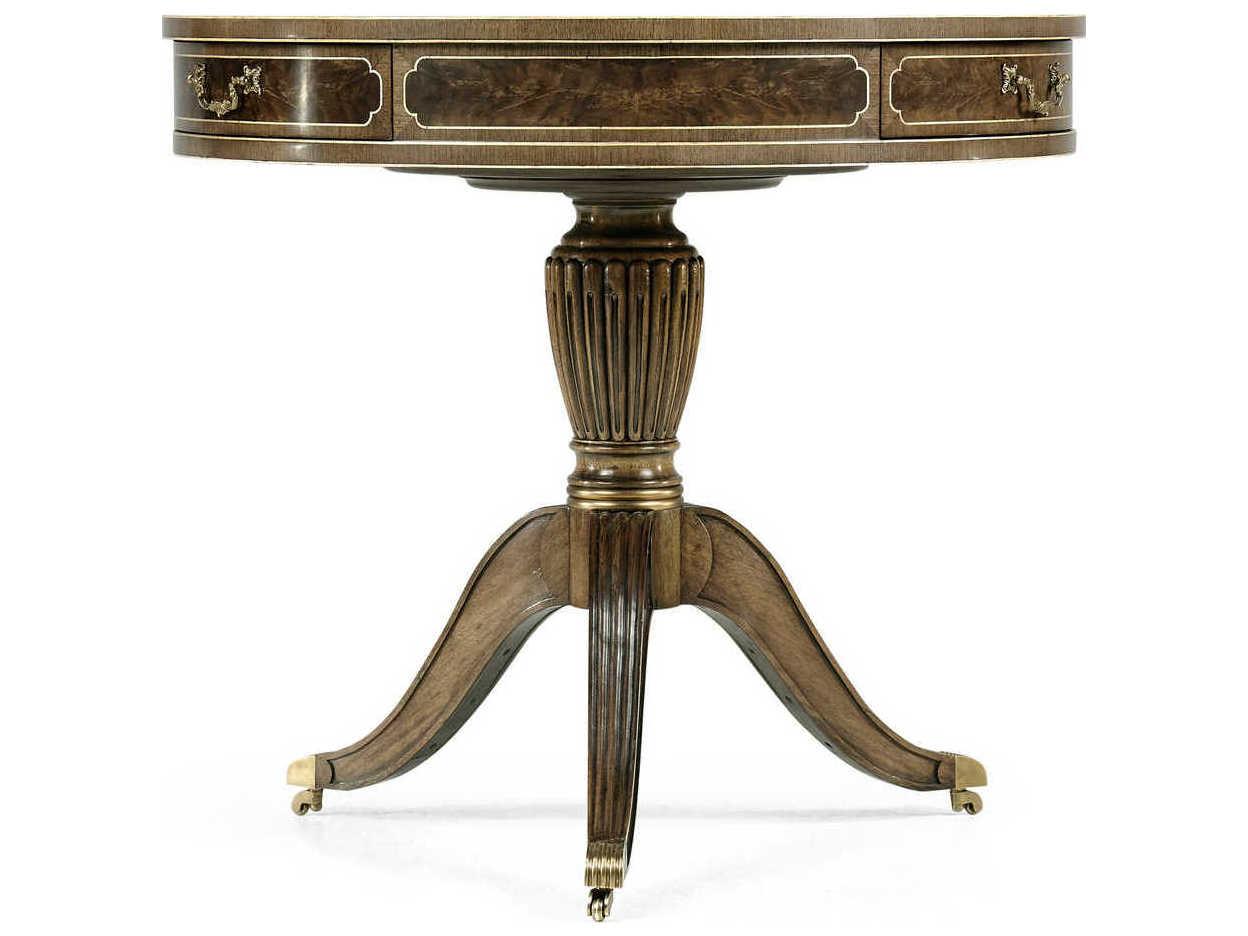 Jonathan Charles Buckingham Round Leather Bleached Mahogany End Table