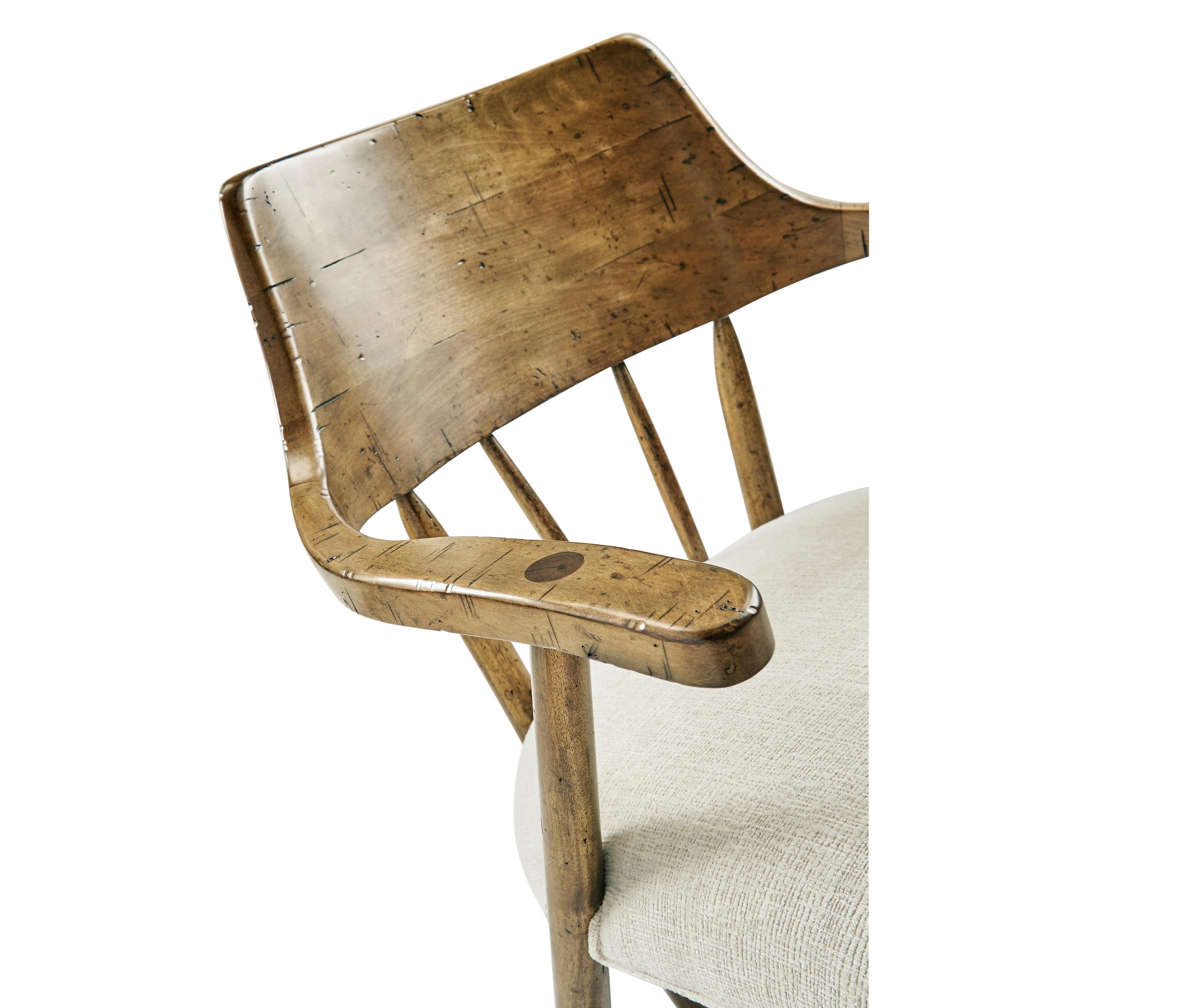 Jonathan Charles Jc Casual Acacia Wood Upholstered Arm Dining Chair