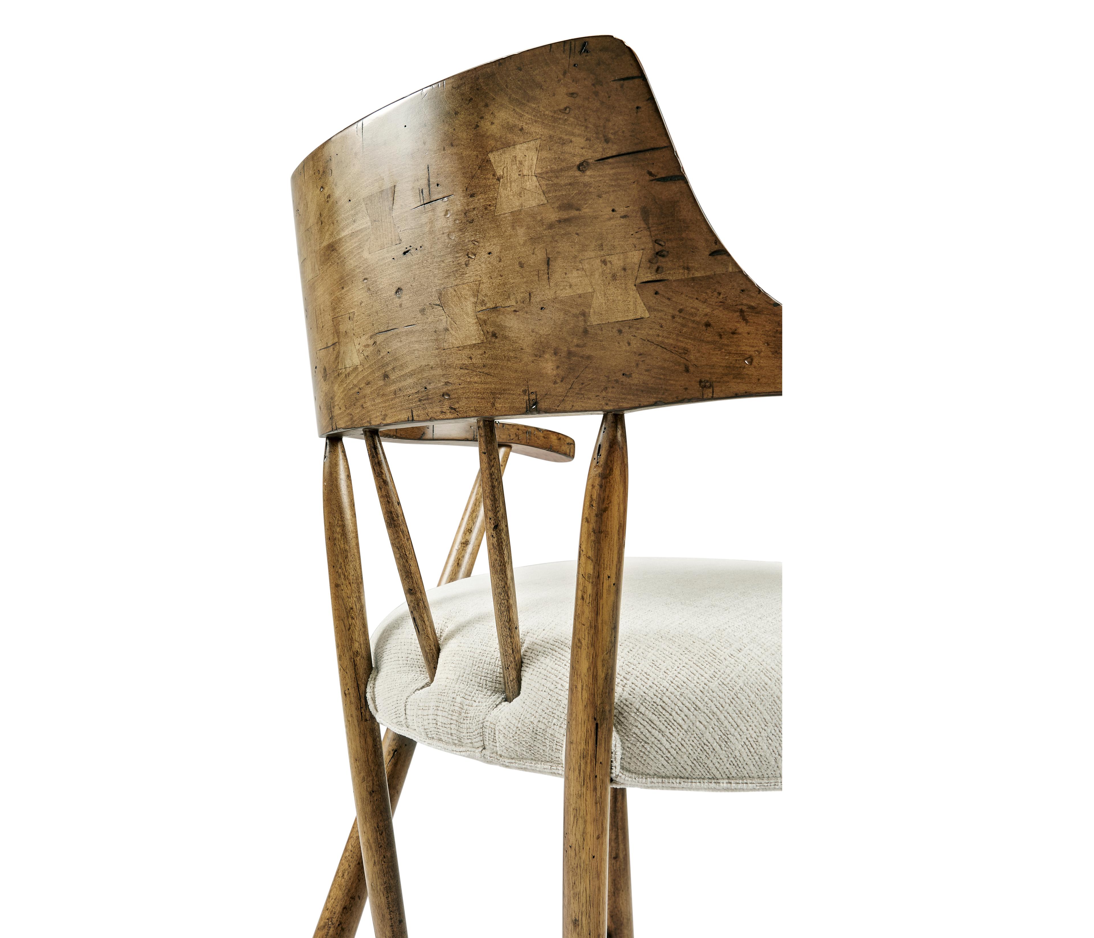 Jonathan Charles Jc Casual Acacia Wood Upholstered Arm Dining Chair