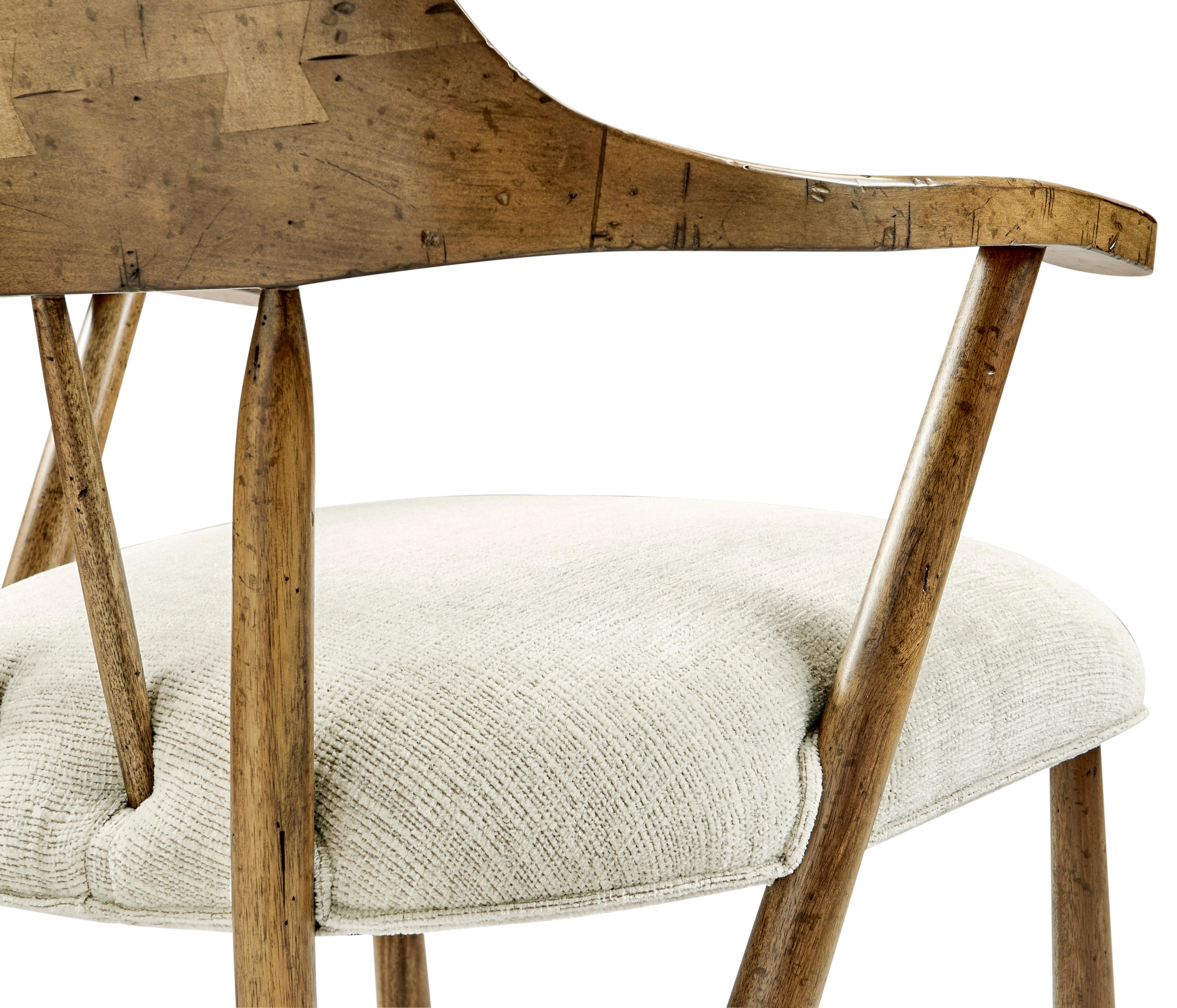 Jonathan Charles Jc Casual Acacia Wood Upholstered Arm Dining Chair