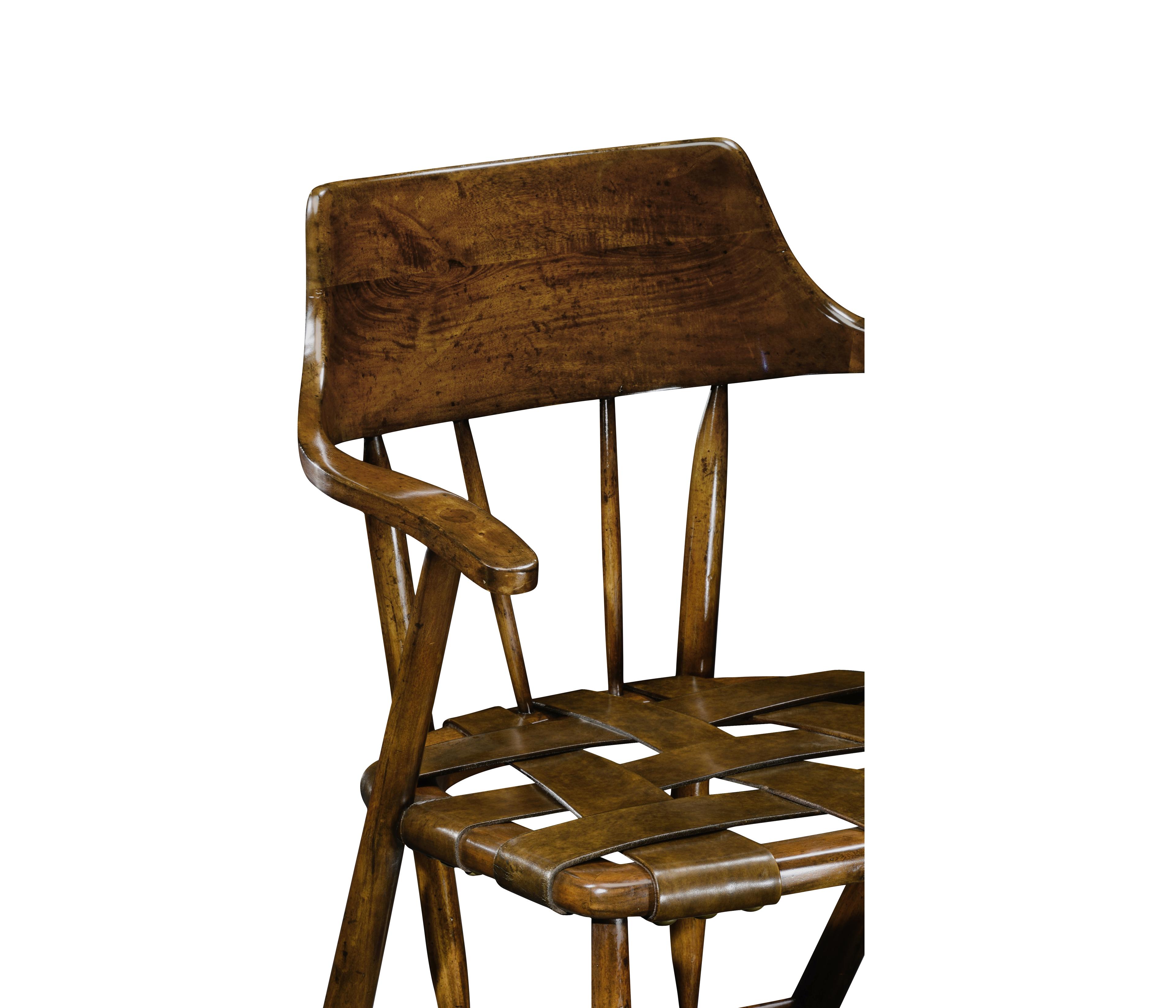 Jonathan Charles Jc Traditional Acacia Wood Brown Leather Arm Dining Chair