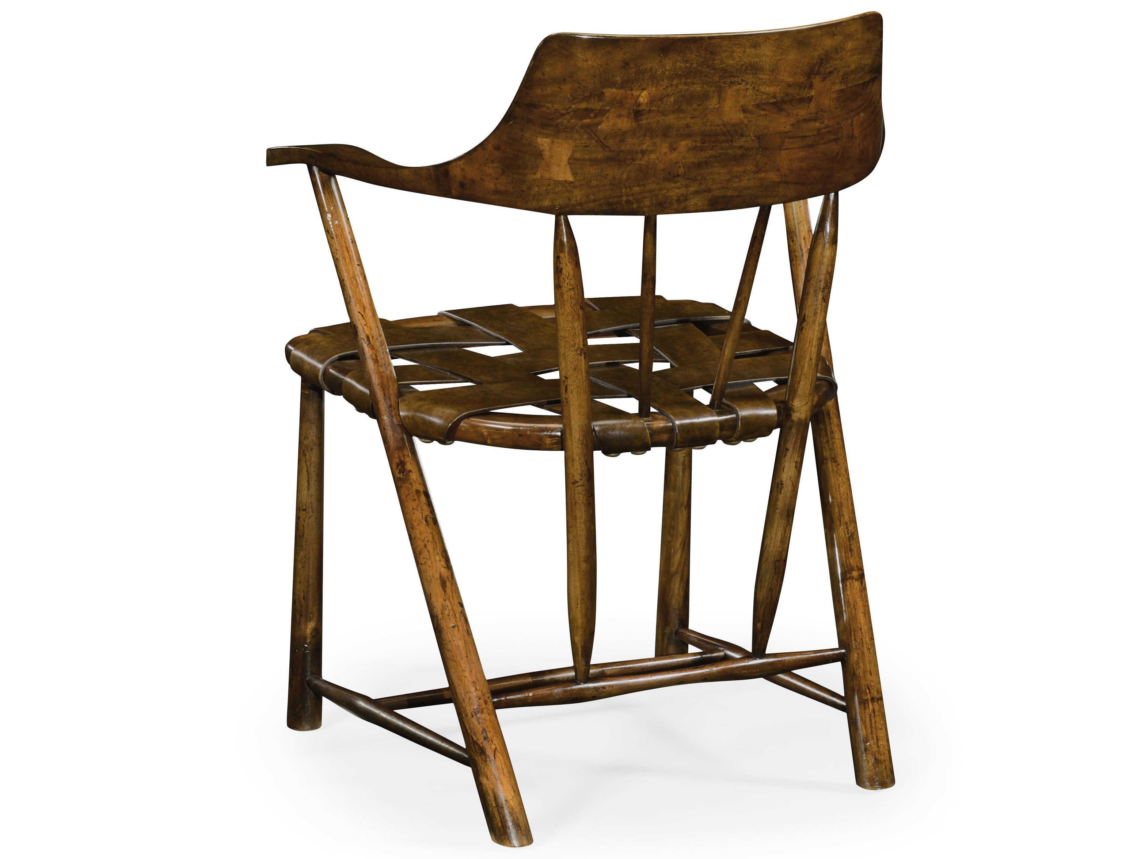 Jonathan Charles Jc Traditional Acacia Wood Brown Leather Arm Dining Chair