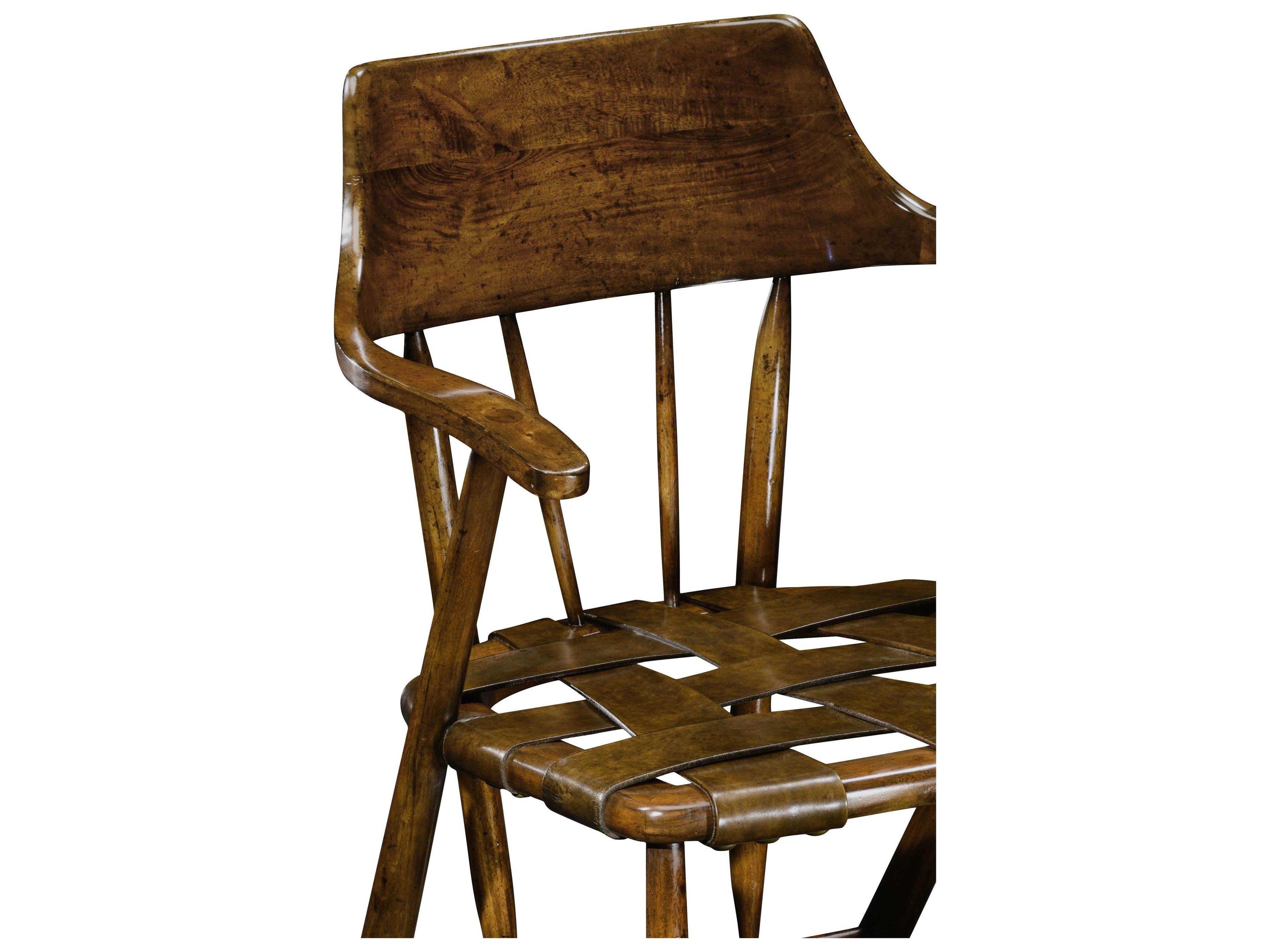 Jonathan Charles Jc Traditional Acacia Wood Brown Leather Arm Dining Chair