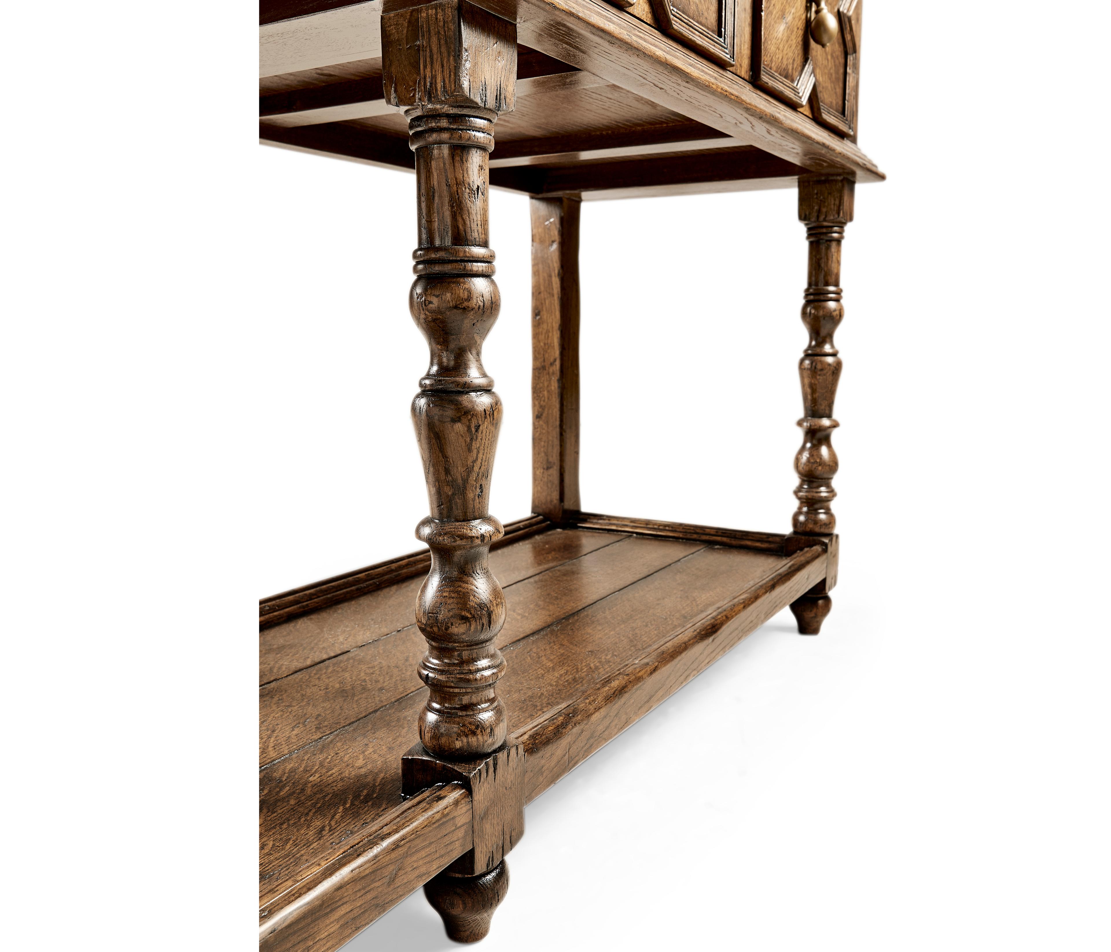Jonathan Charles Sherwood Oak Wood Dark Brown Tudor Sideboard