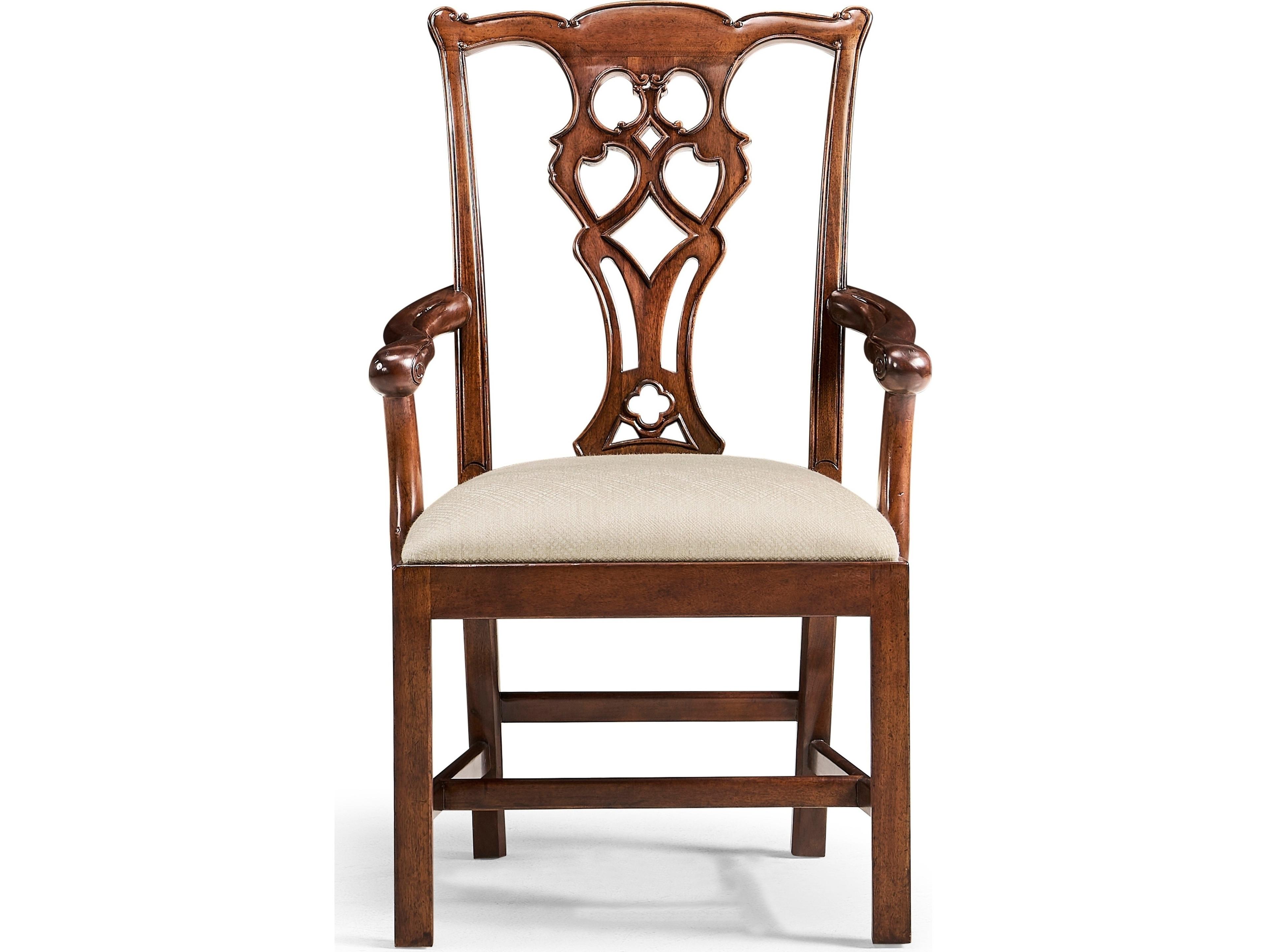 Jonathan Charles Jc Traditional JC Acacia Wood Brown Upholstered Arm Dining Chair