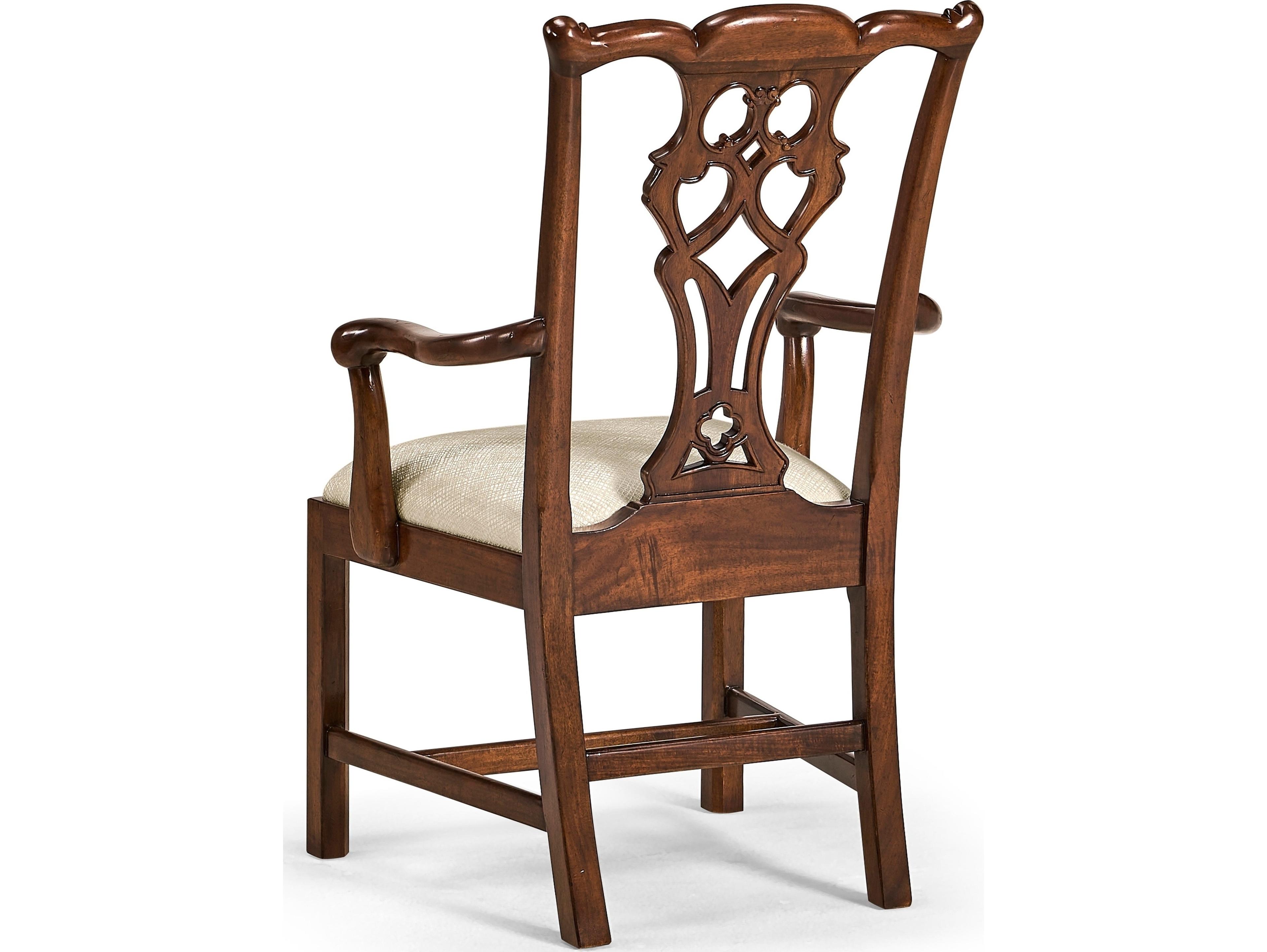 Jonathan Charles Jc Traditional JC Acacia Wood Brown Upholstered Arm Dining Chair