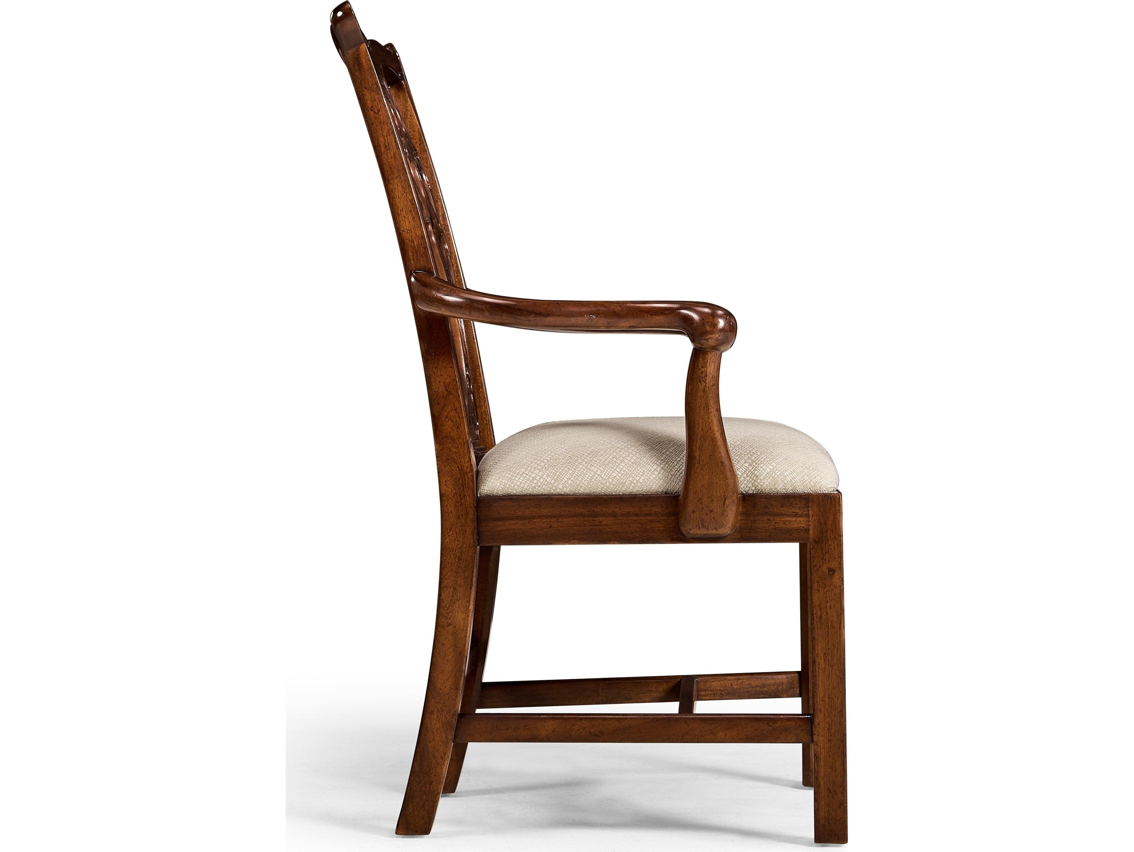 Jonathan Charles Jc Traditional JC Acacia Wood Brown Upholstered Arm Dining Chair