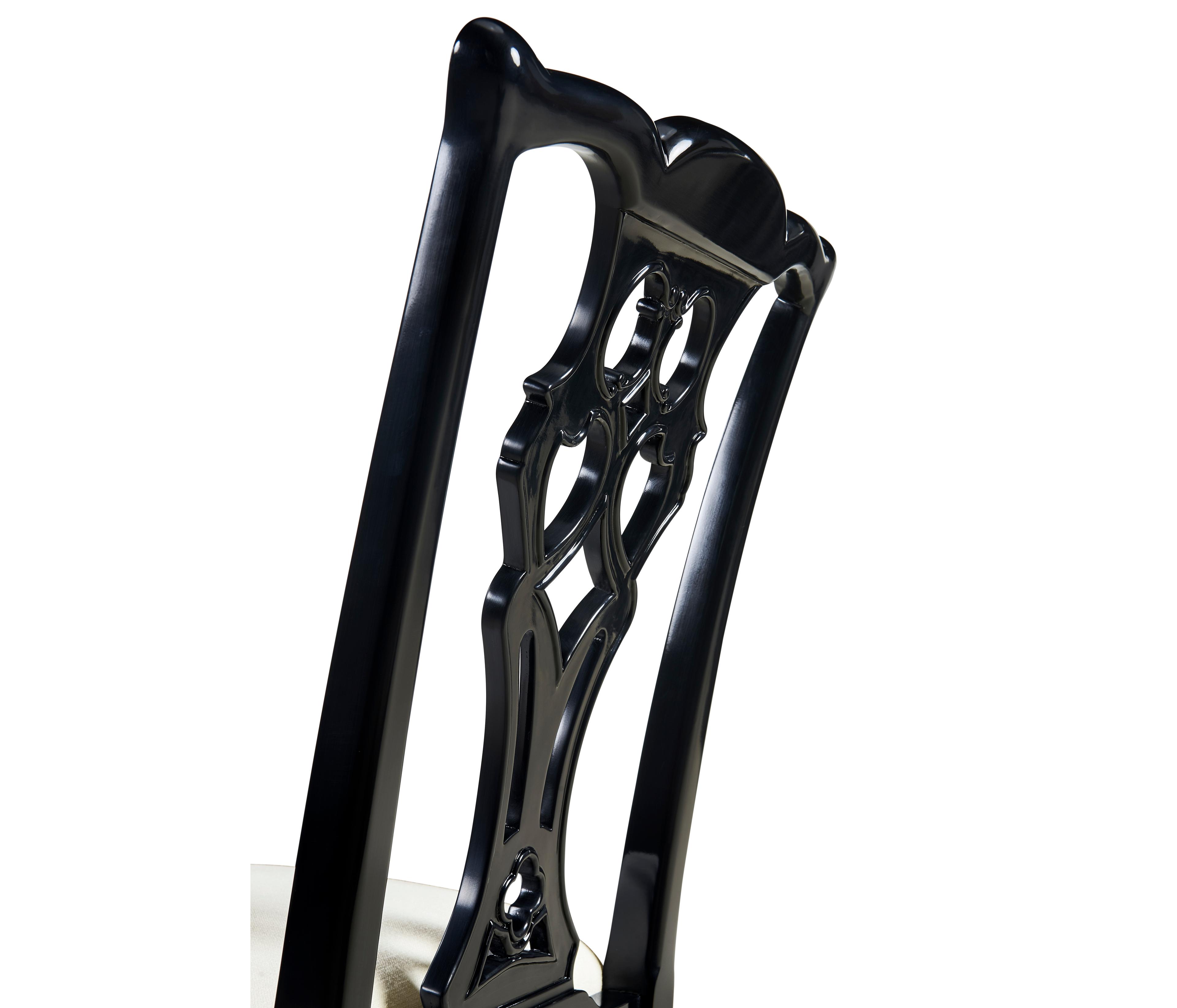 Jonathan Charles Reimagined Acacia Wood Black Upholstered Armless Dining Chair