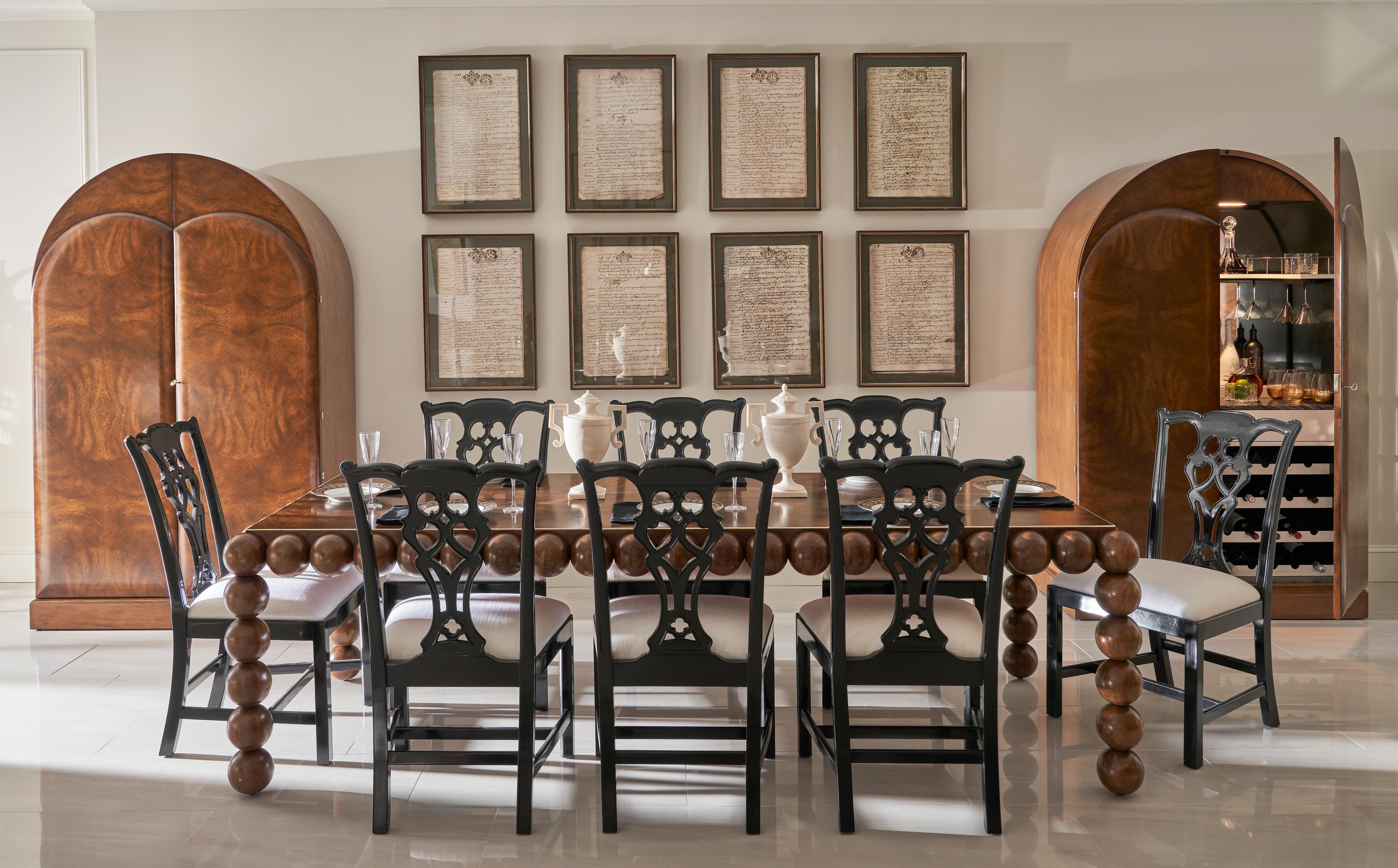 Jonathan Charles Reimagined Acacia Wood Black Upholstered Armless Dining Chair