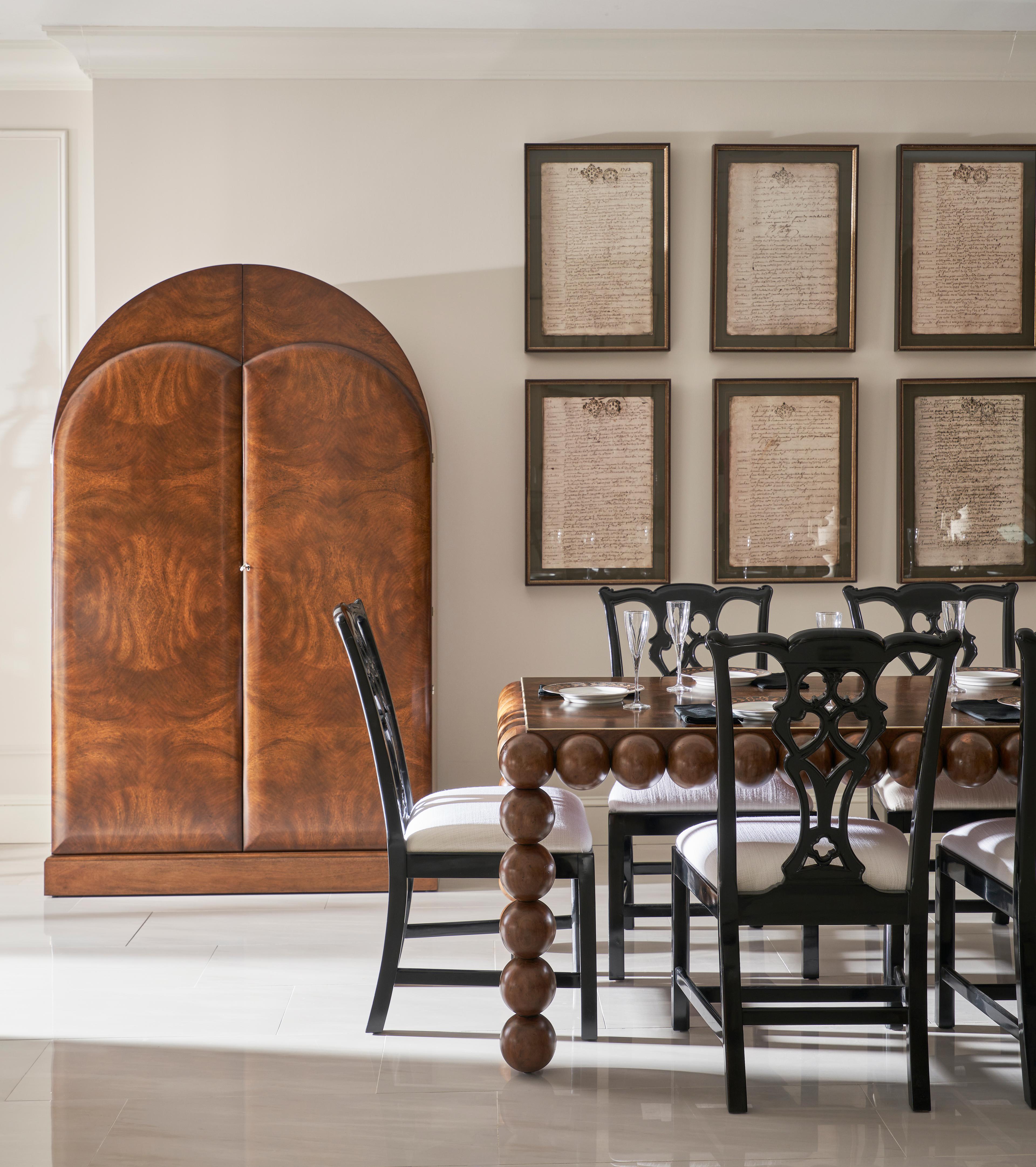 Jonathan Charles Reimagined Acacia Wood Black Upholstered Armless Dining Chair