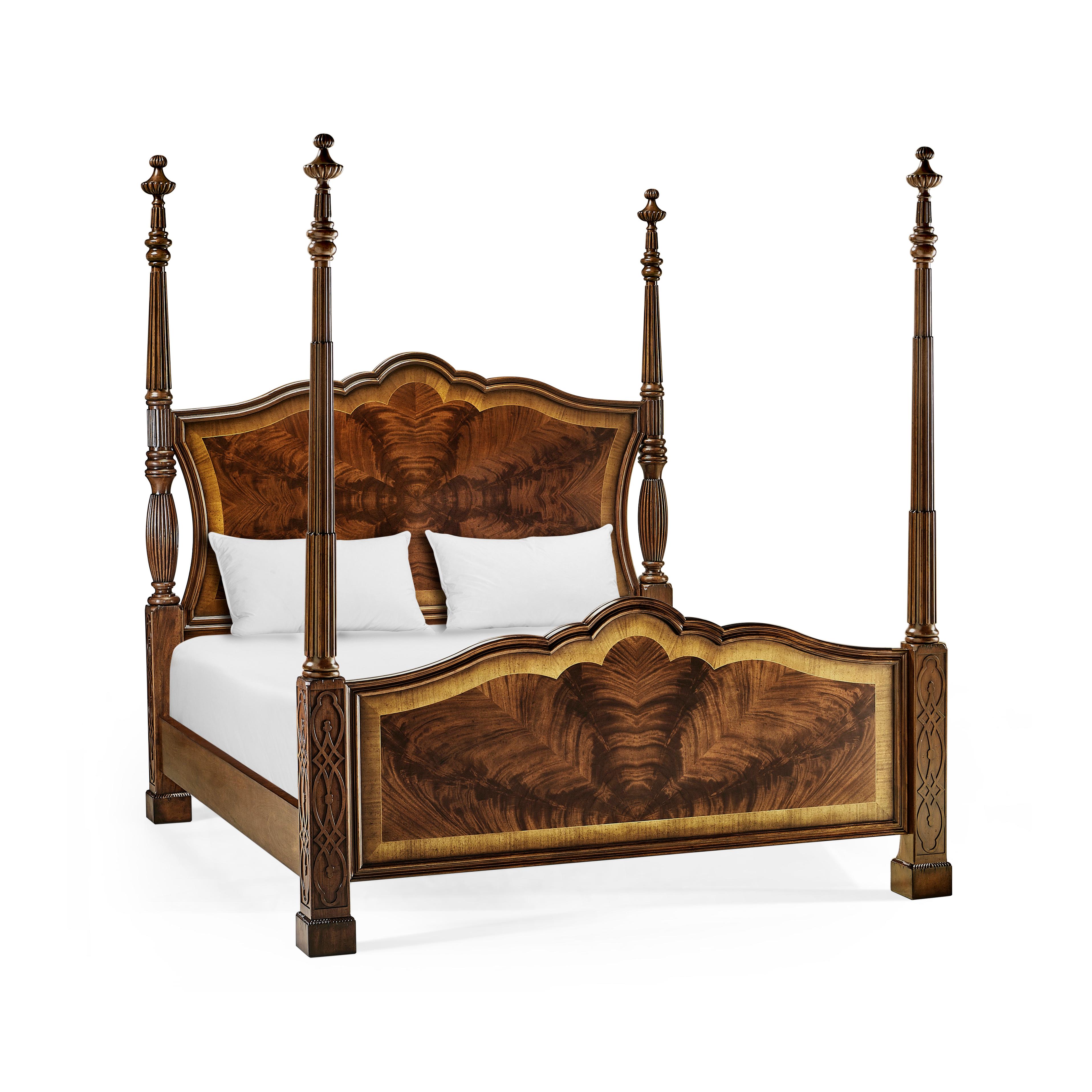 Jonathan Charles Jc Traditional Antique Mahogany Brown Wood King Poster Bed