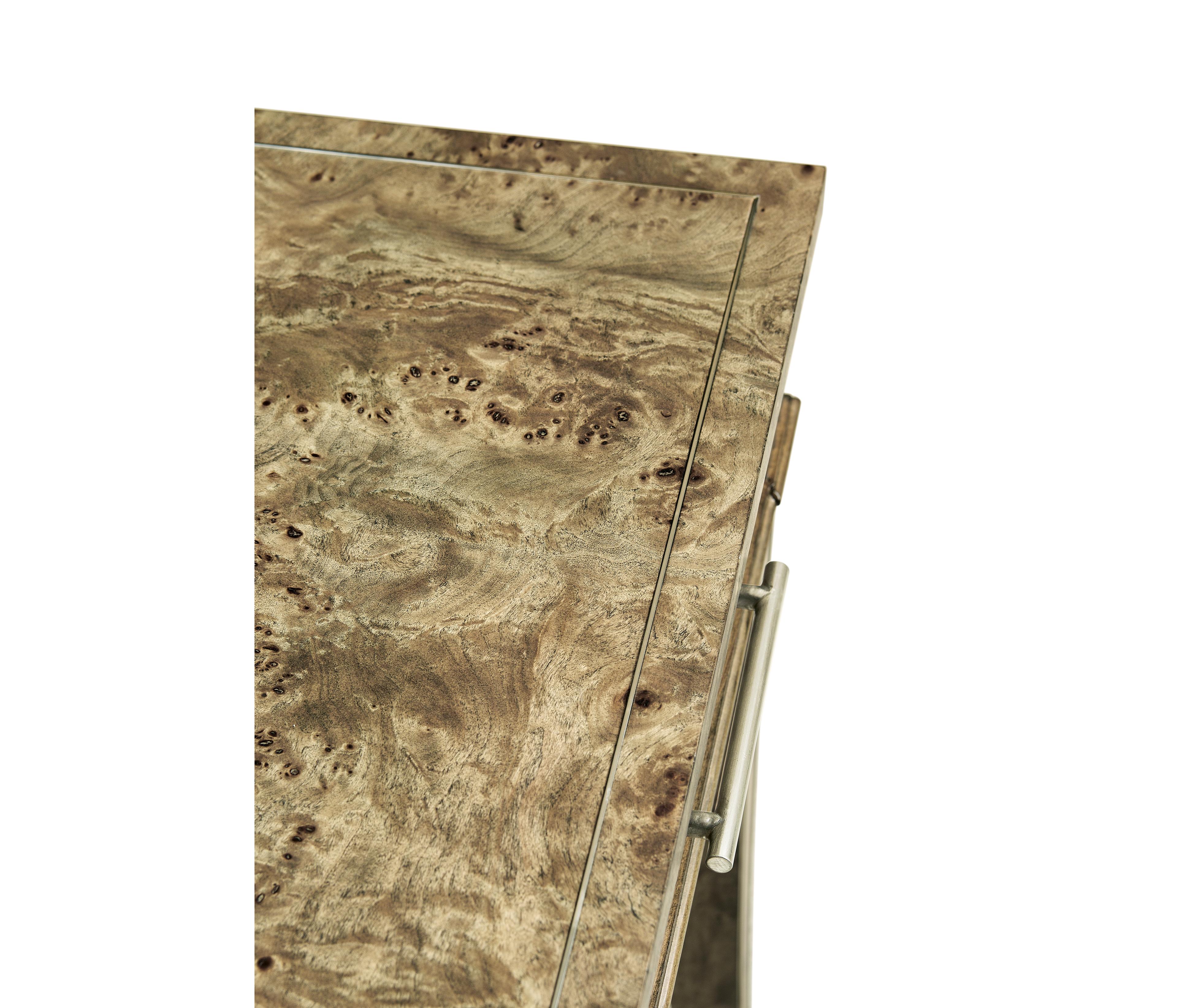 Jonathan Charles Reimagined Golden Amber Burr Black Burlwood Secretary Desk