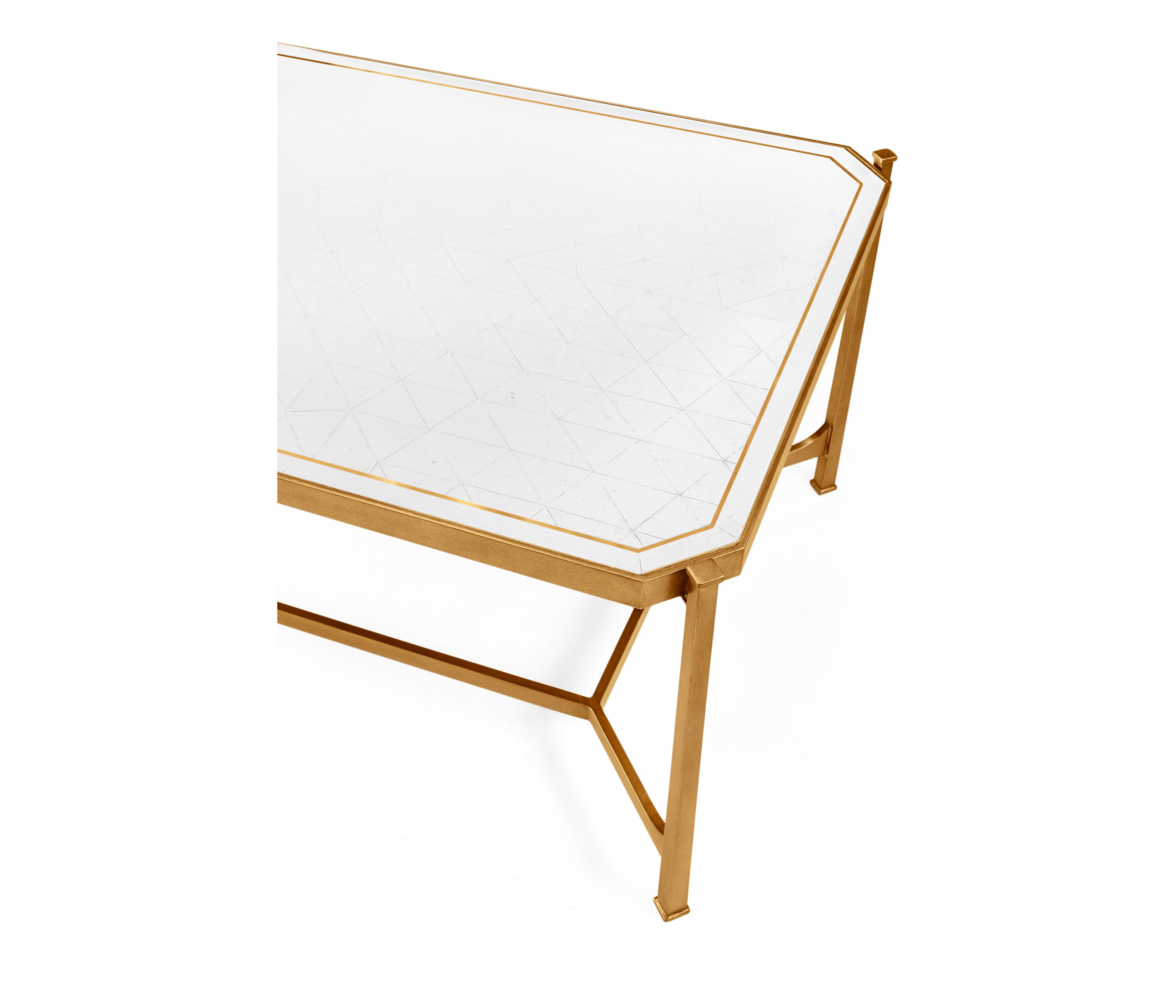 Jonathan Charles Luxe Rectangular Glass Gilded Iron Coffee Table