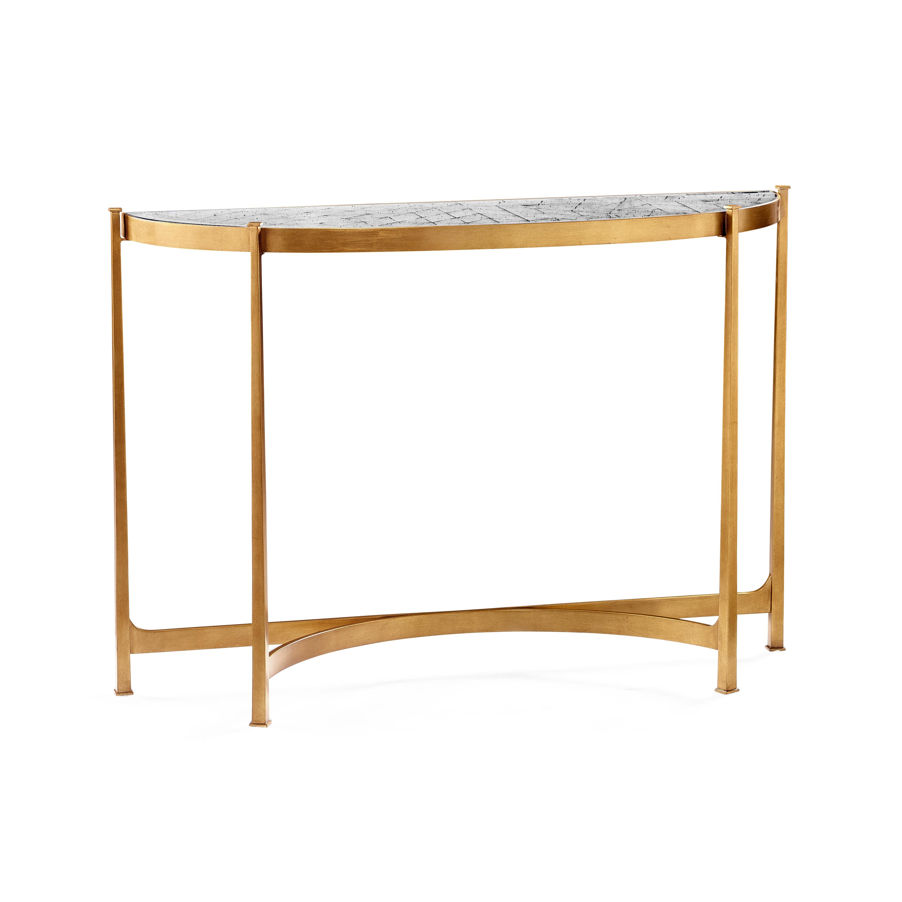 Jonathan Charles Jc Modern Glass Gilded Iron Console Table