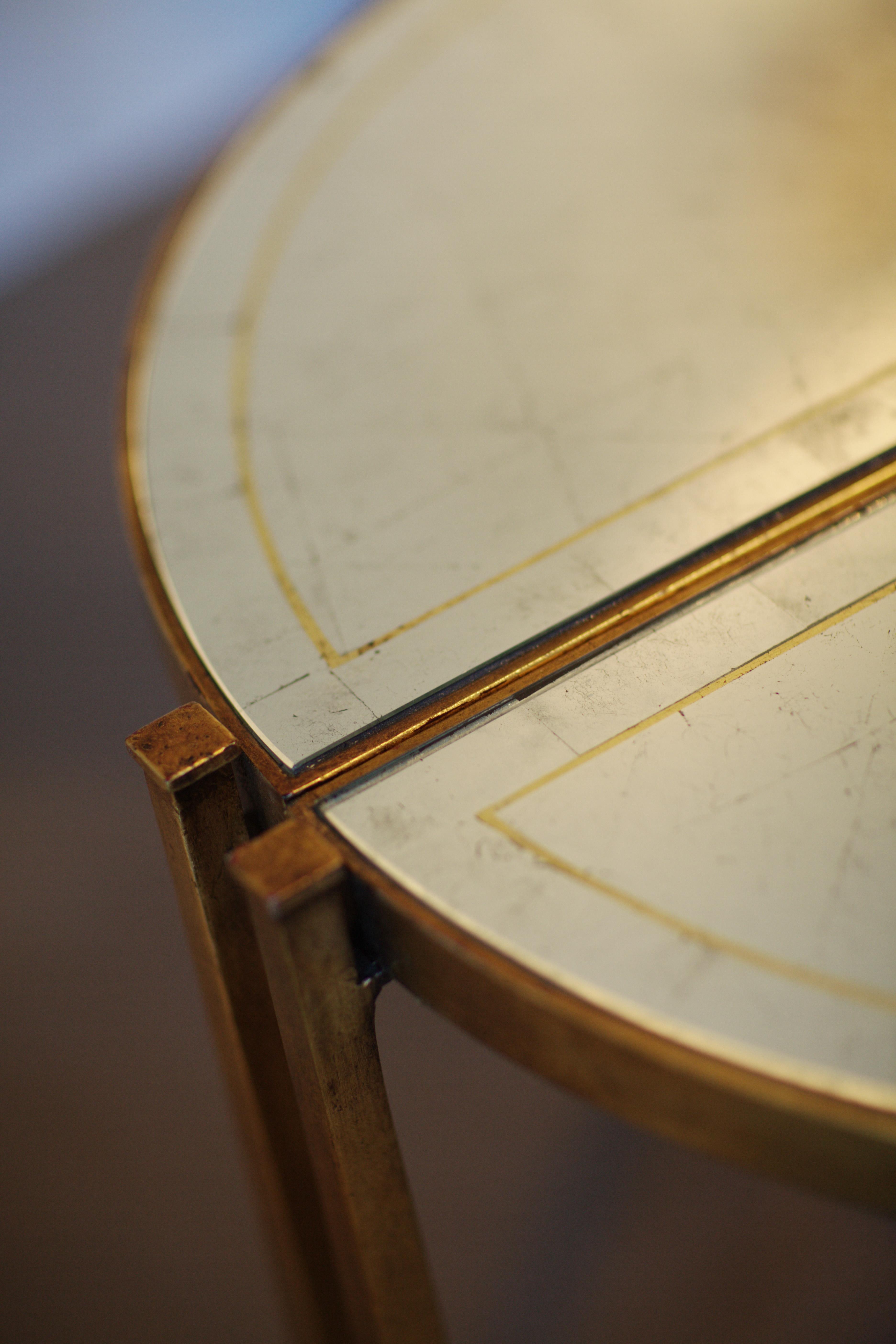 Jonathan Charles Luxe Demilune Glass Gilded Iron Console Table