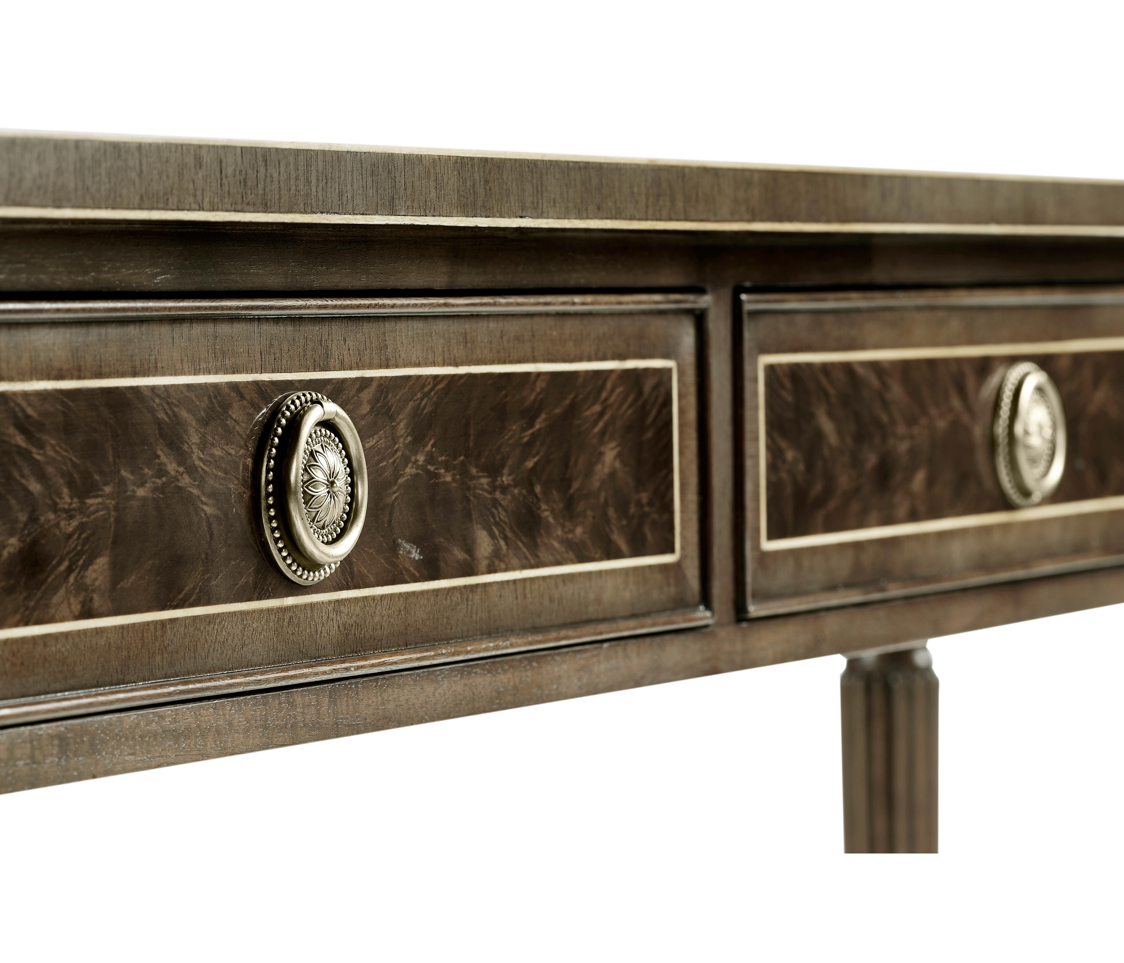 Jonathan Charles Buckingham Demilune Wood Bleached Mahogany Console Table