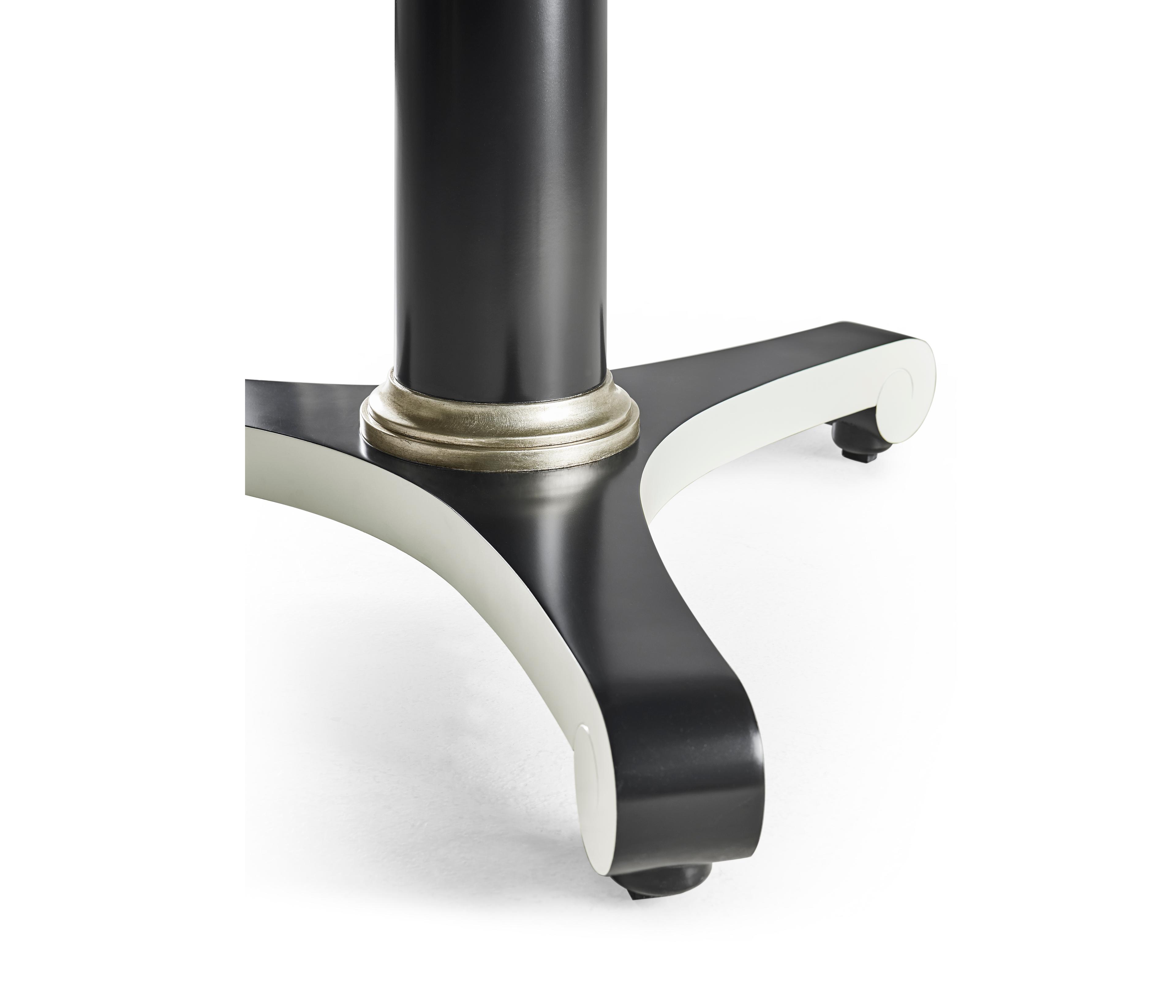 Jonathan Charles Reimagined Round Wood Lacquered White Dove & Formal Black Dining Table