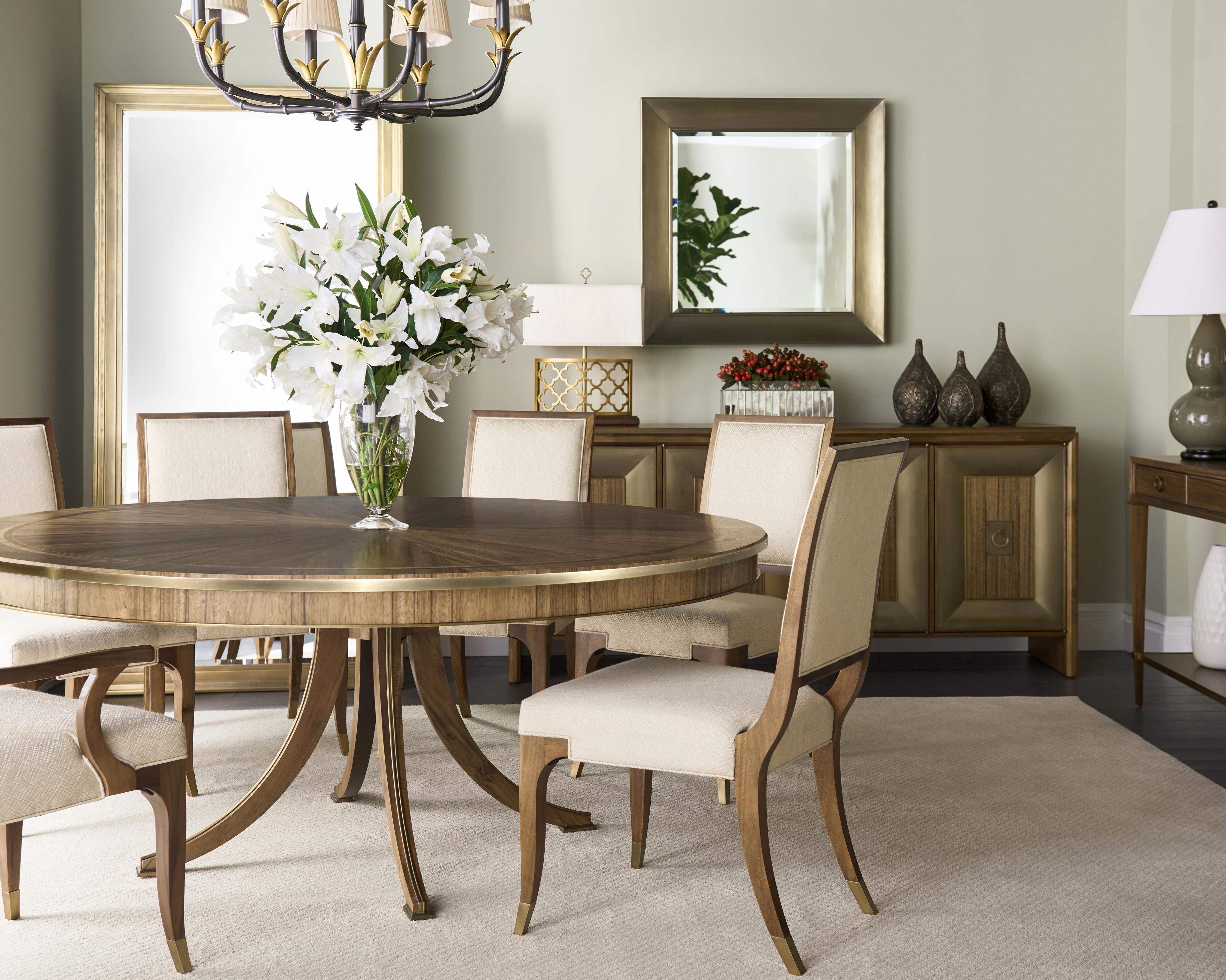 Jonathan Charles Hamilton Round Wood Amber Matte Dining Table