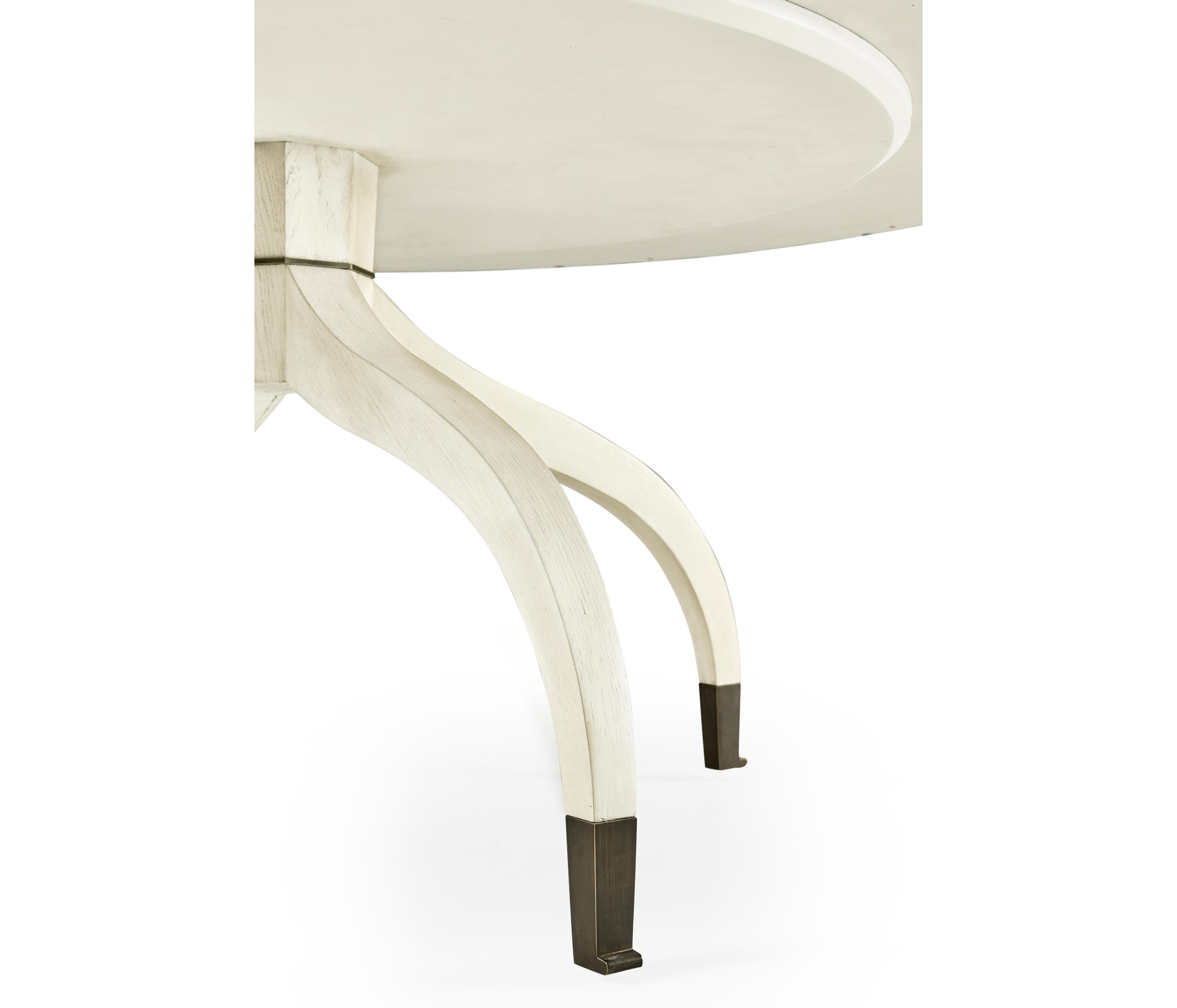 Jonathan Charles Reimagined Round Wood Country White Oak Dining Table