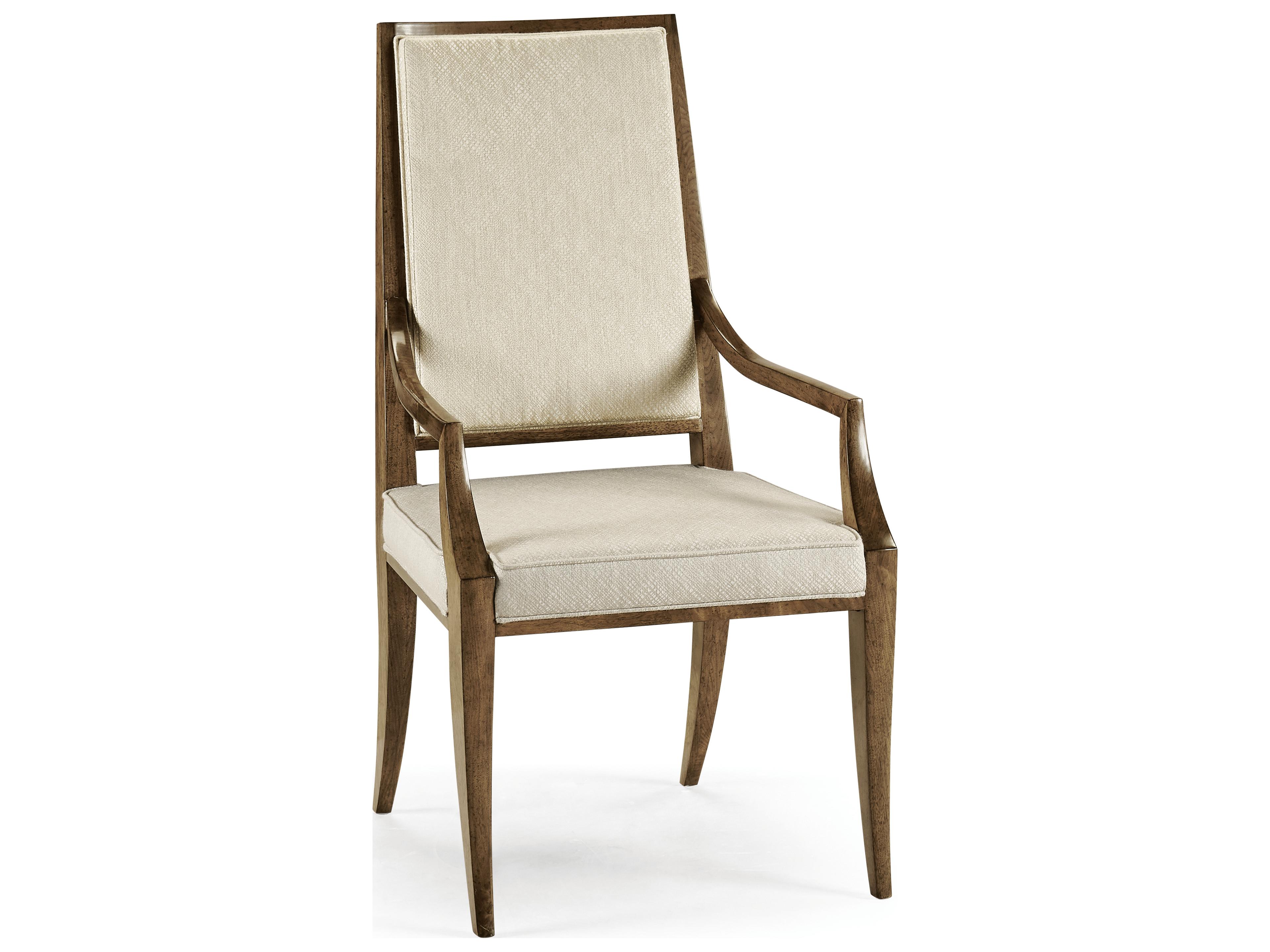 Jonathan Charles Barcelona Walnut Wood Brown Upholstered Arm Dining Chair