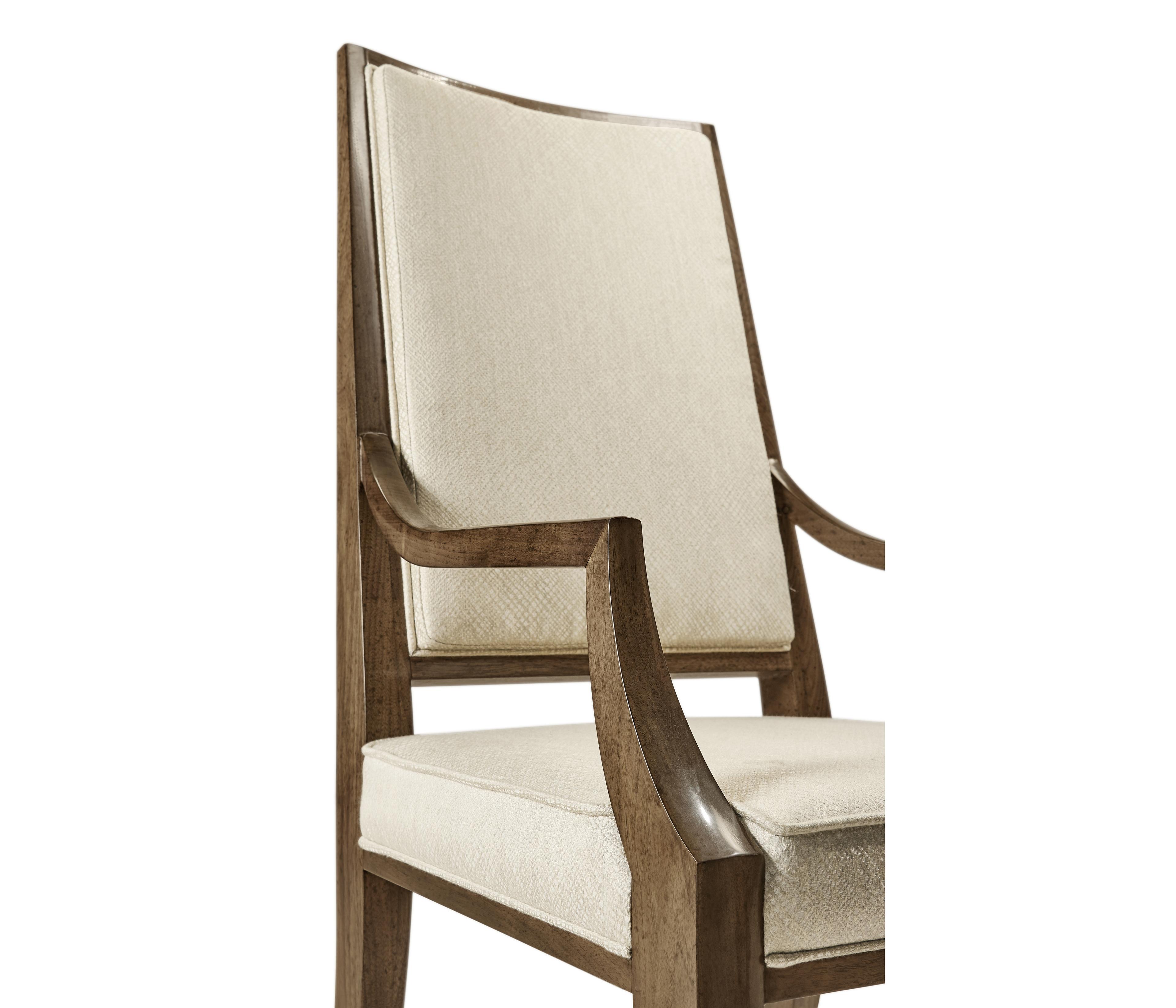 Jonathan Charles Barcelona Walnut Wood Brown Upholstered Arm Dining Chair