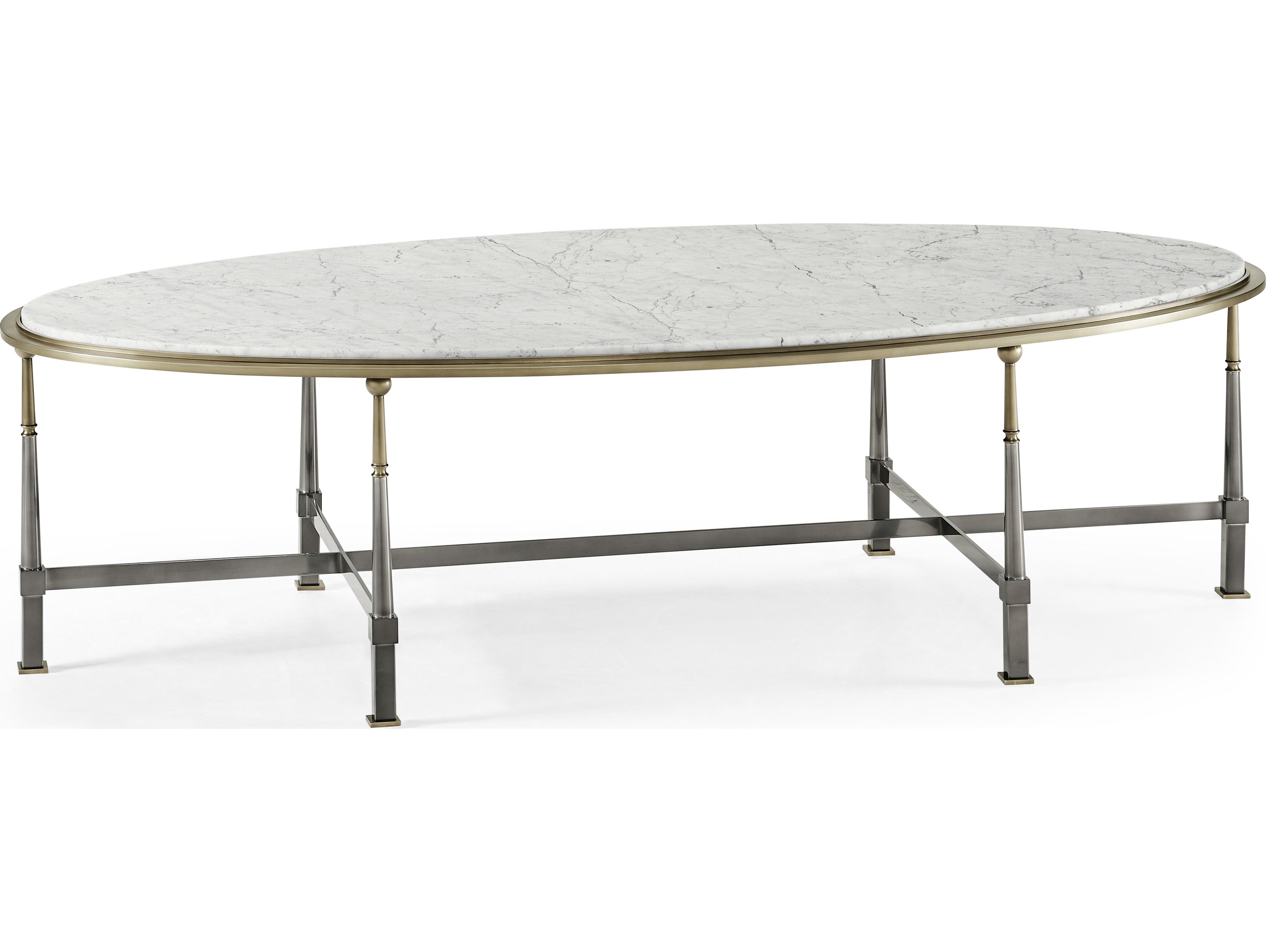 Jonathan Charles Hamilton Oval Marble Dark Gun Metal Coffee Table