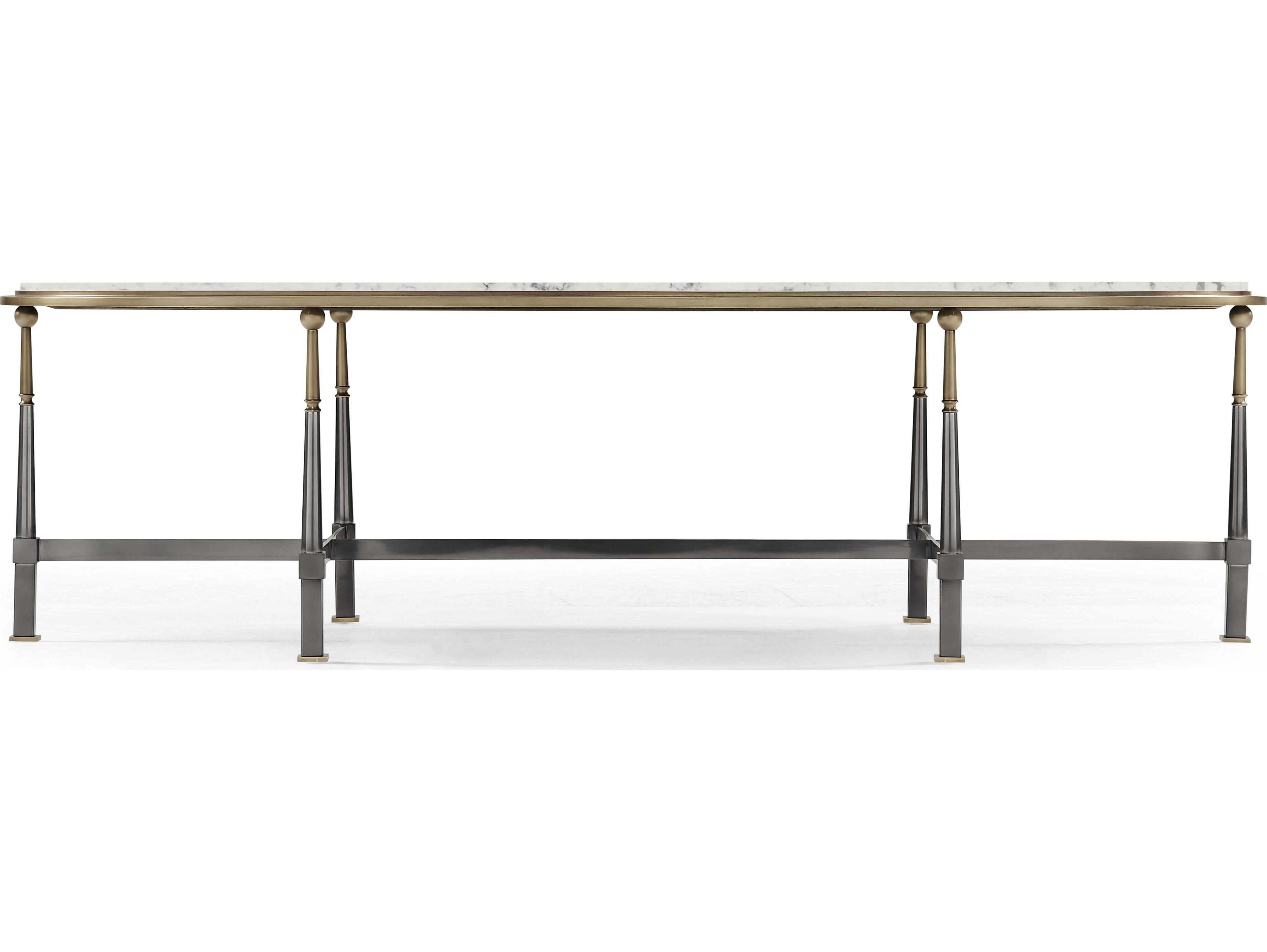 Jonathan Charles Hamilton Oval Marble Dark Gun Metal Coffee Table