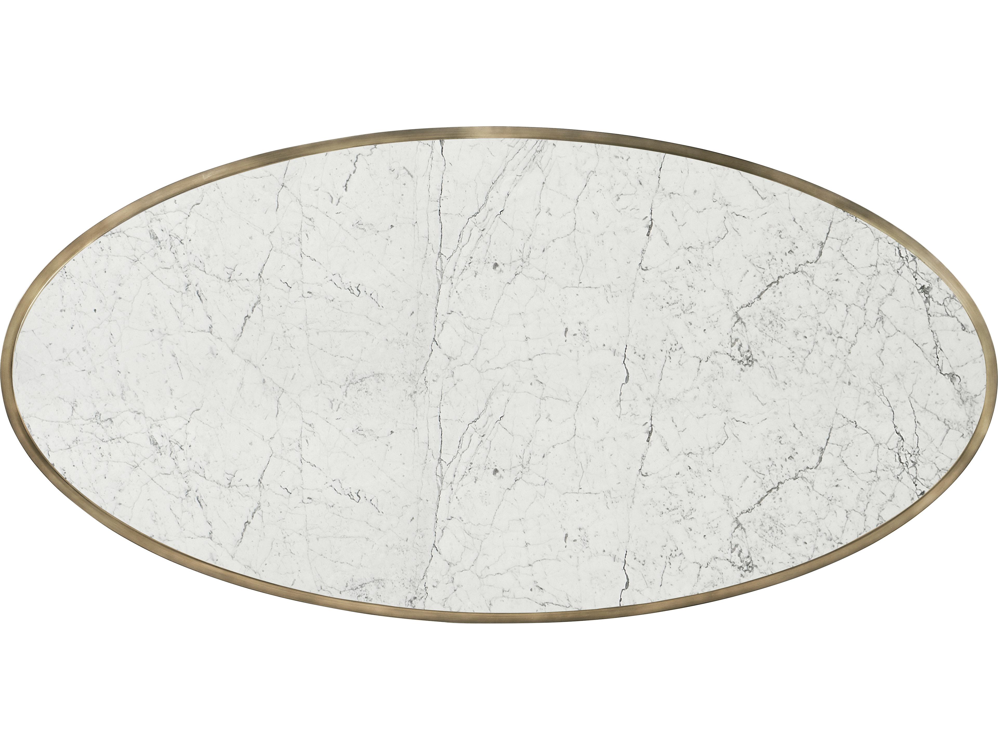 Jonathan Charles Hamilton Oval Marble Dark Gun Metal Coffee Table