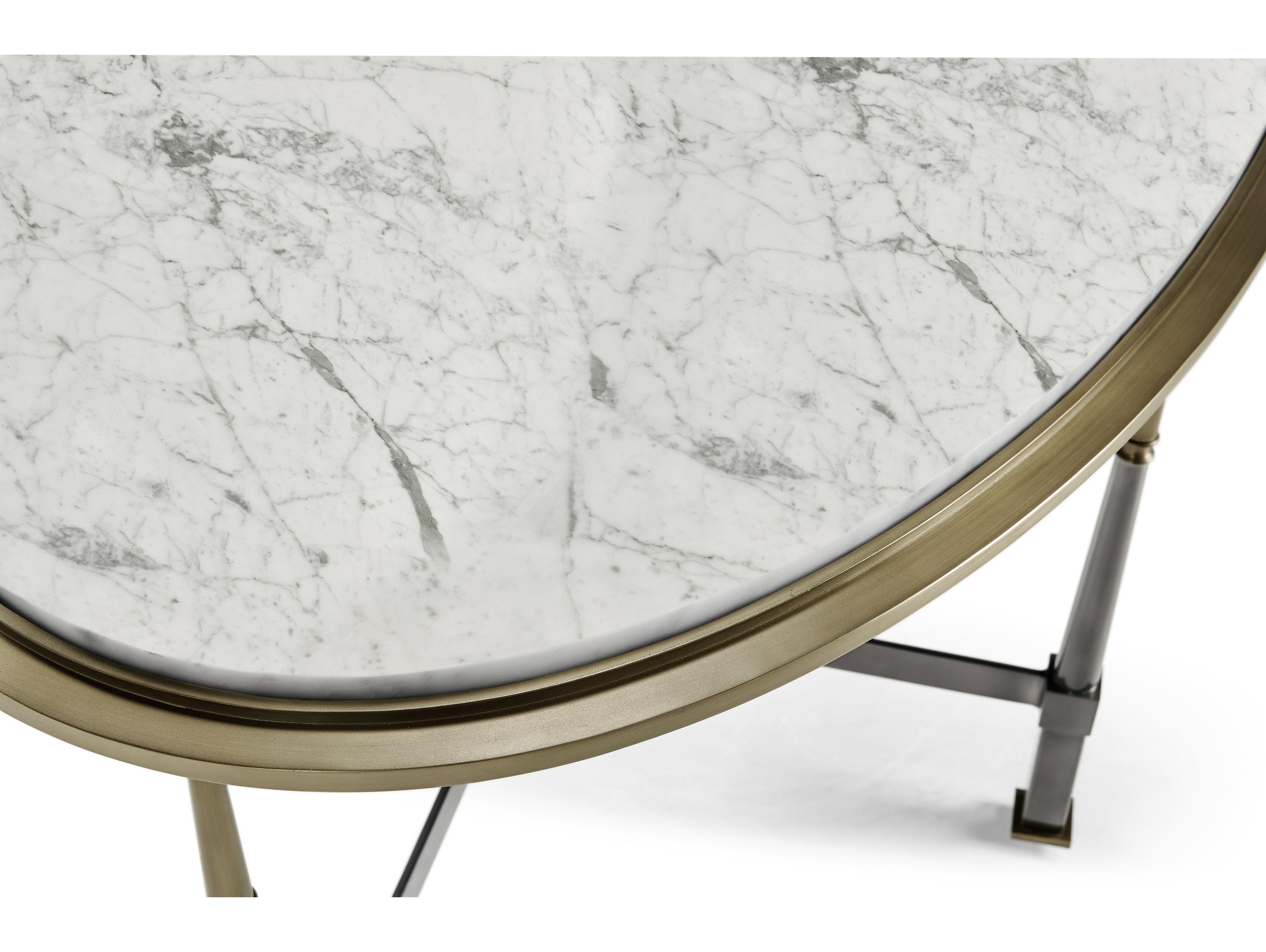 Jonathan Charles Hamilton Oval Marble Dark Gun Metal Coffee Table