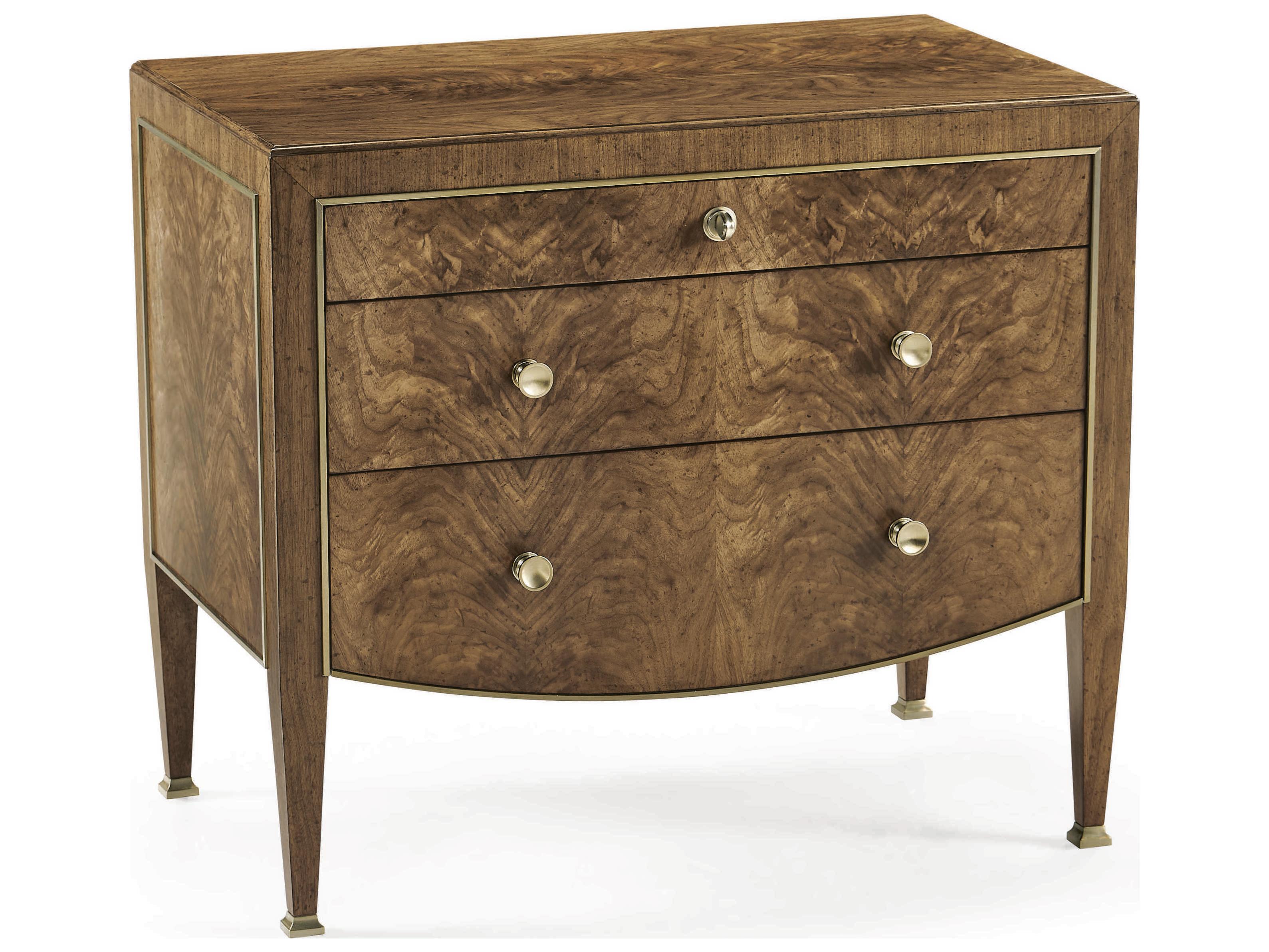Jonathan Charles Barcelona 3-Drawers Brown Walnut Wood Nightstand
