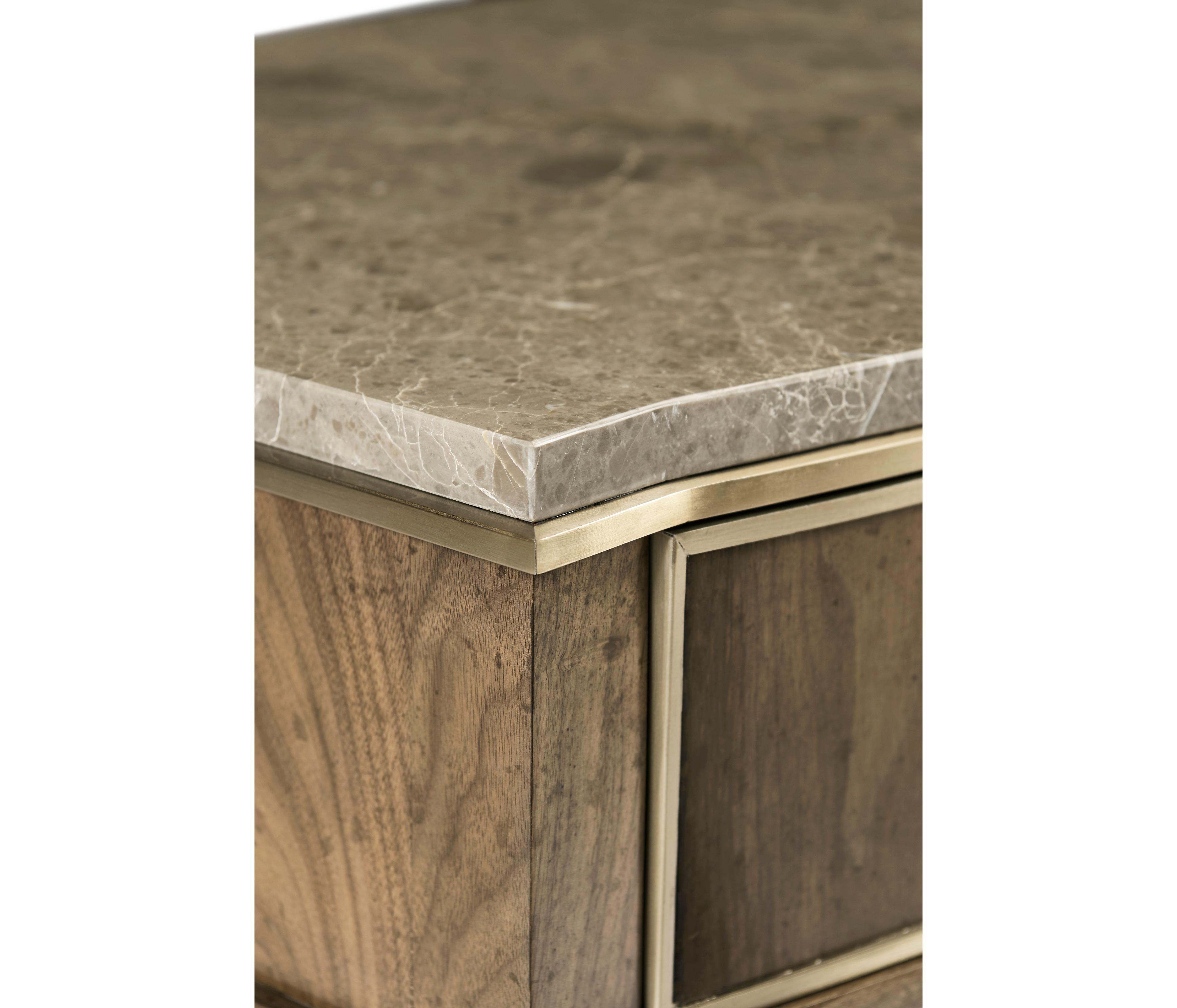 Jonathan Charles Barcelona 1-Drawer Brown Walnut Wood Nightstand