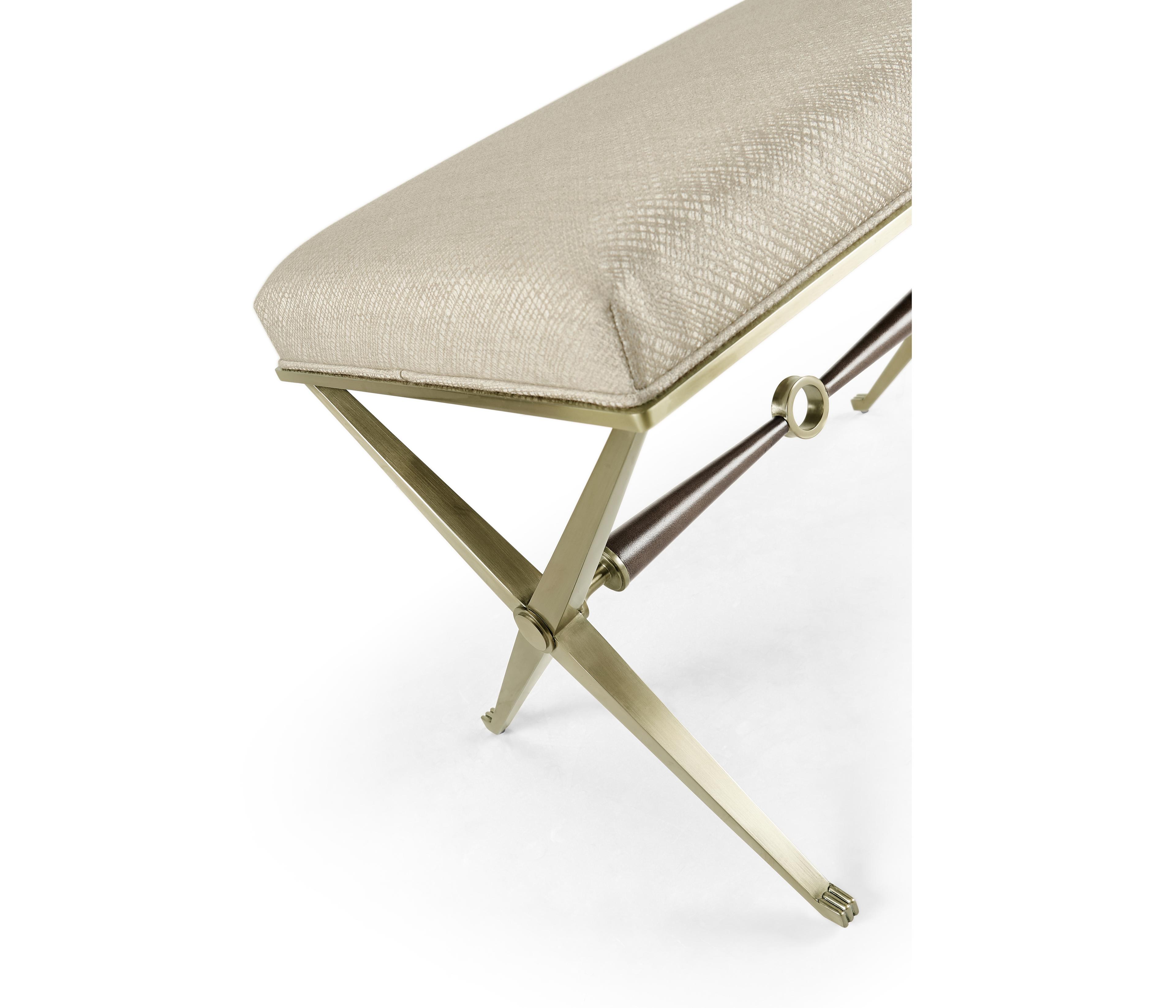 Jonathan Charles Barcelona Champagne Gilded Beige Upholstered Accent Bench