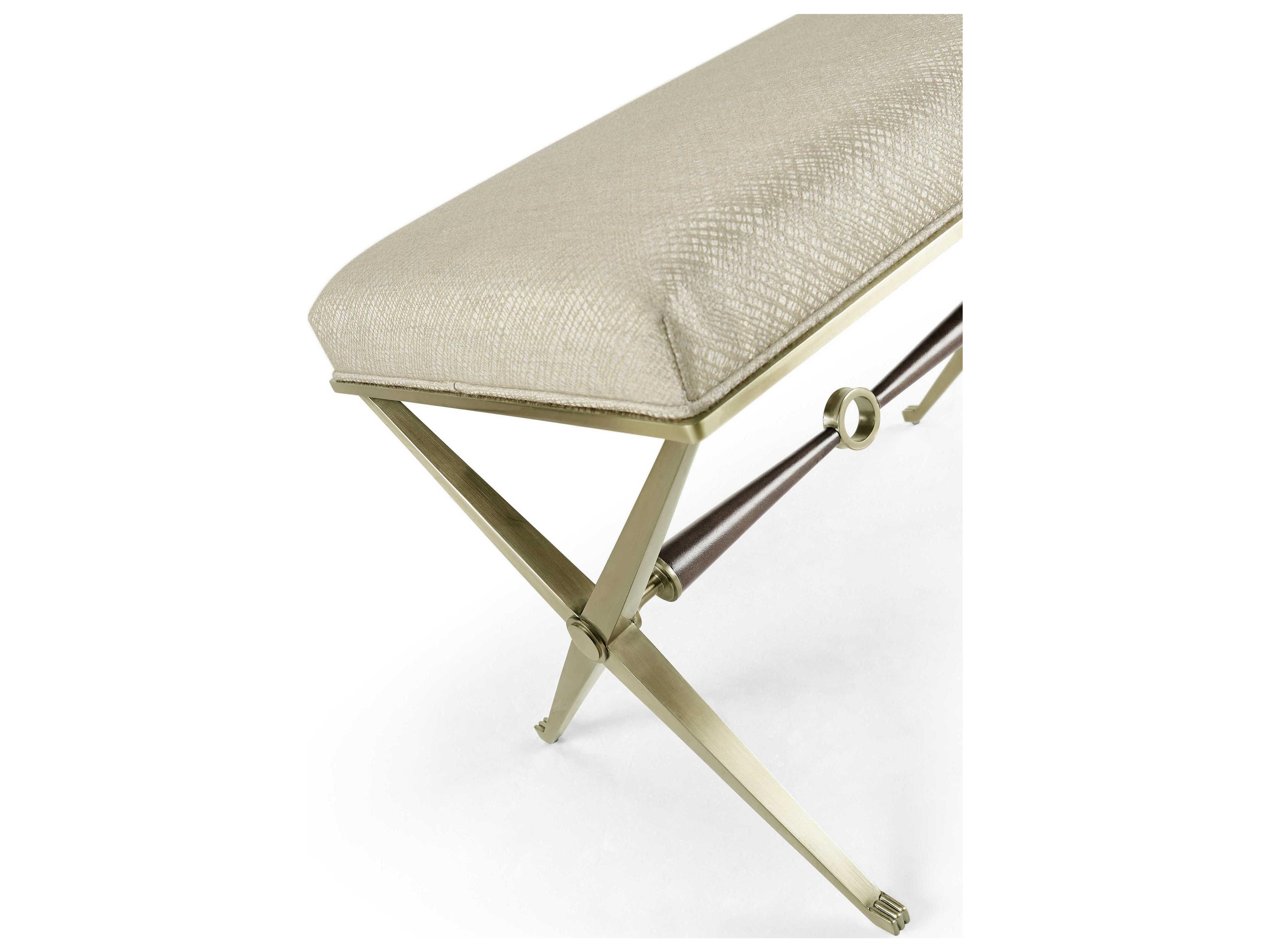 Jonathan Charles Barcelona Champagne Gilded Beige Upholstered Accent Bench
