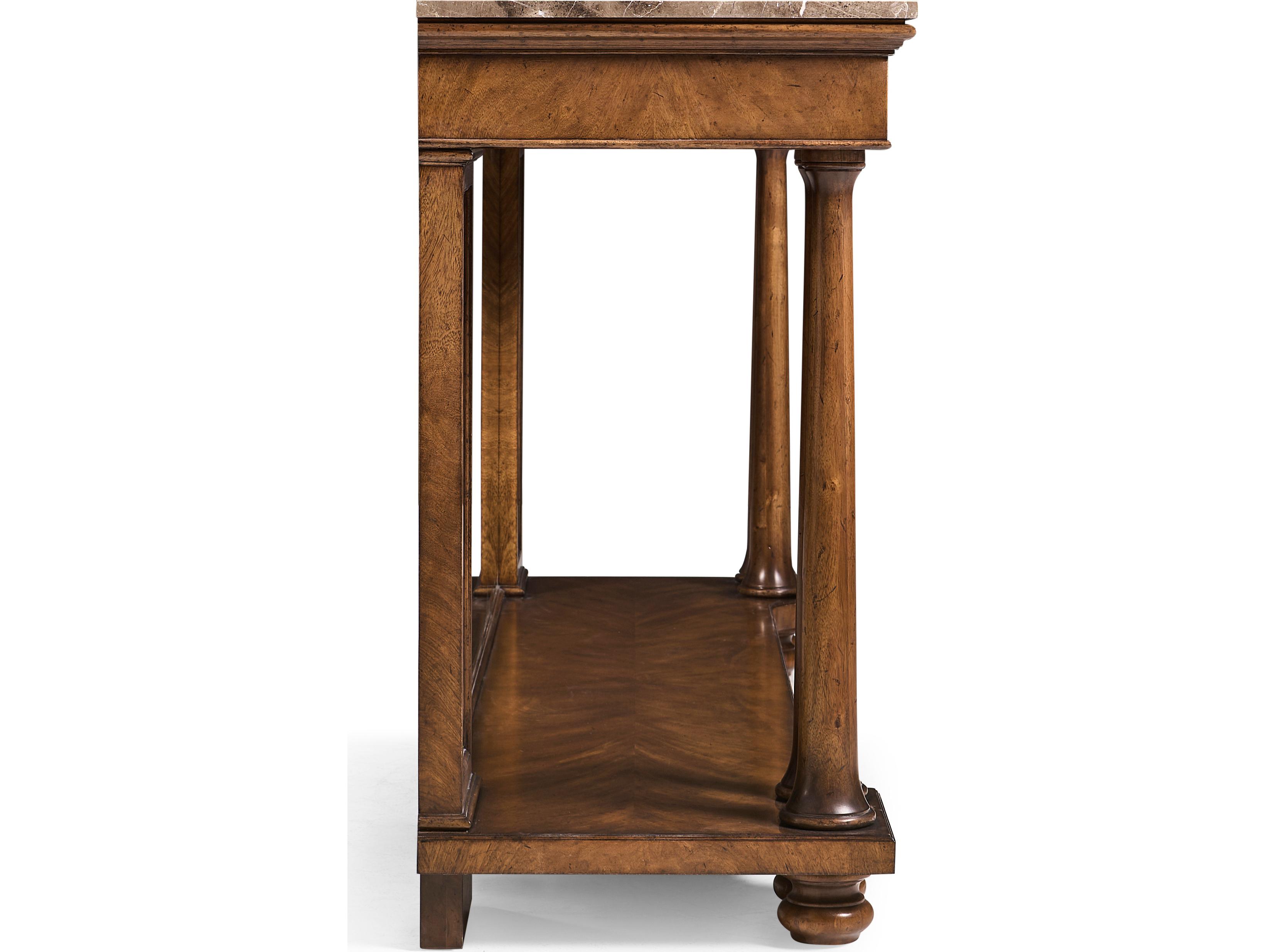 Jonathan Charles Jc Traditional Rectangular Marble Crotch Walnut Console Table