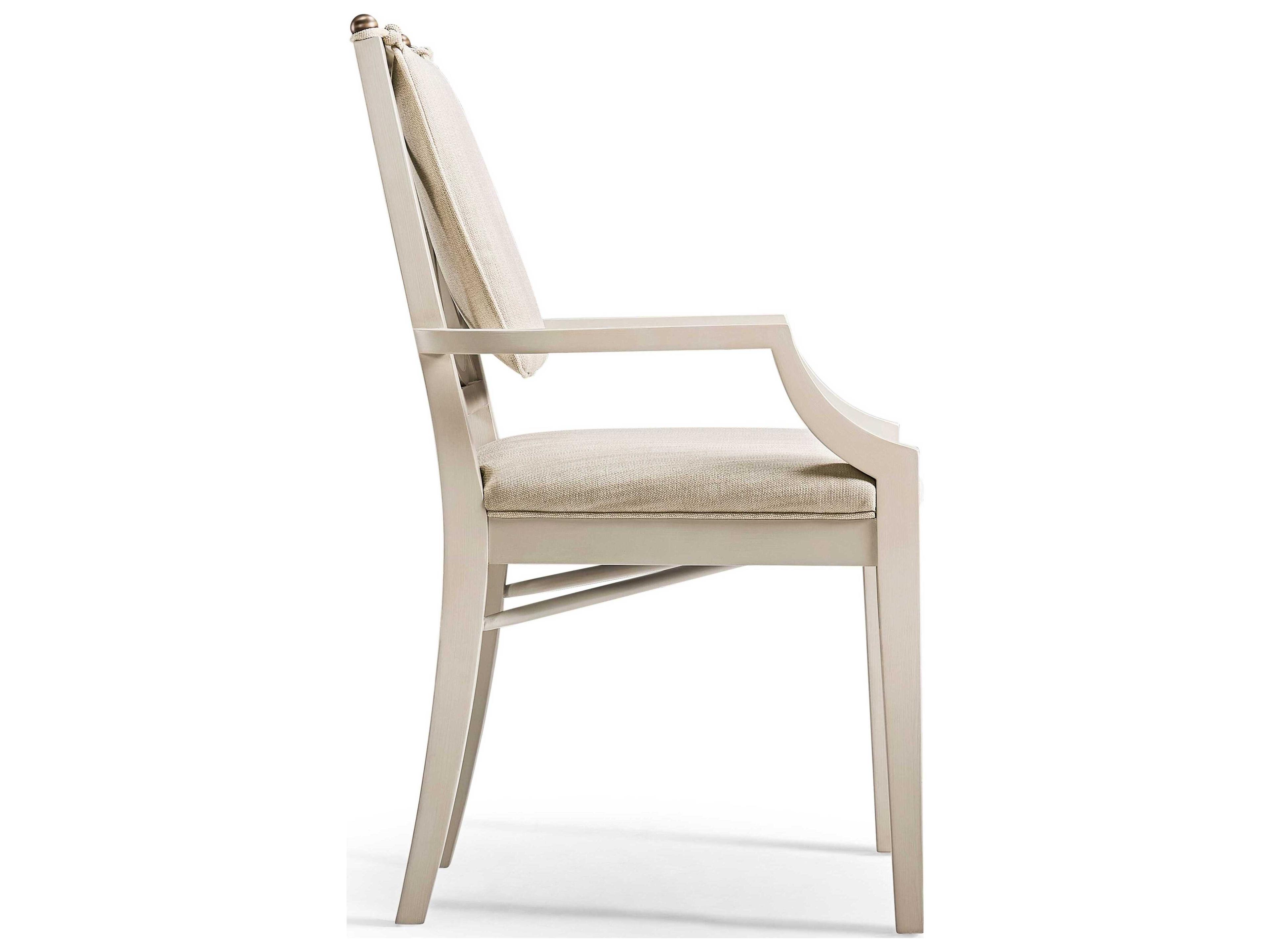 Jonathan Charles Timeless Acacia Wood Beige Upholstered Arm Dining Chair