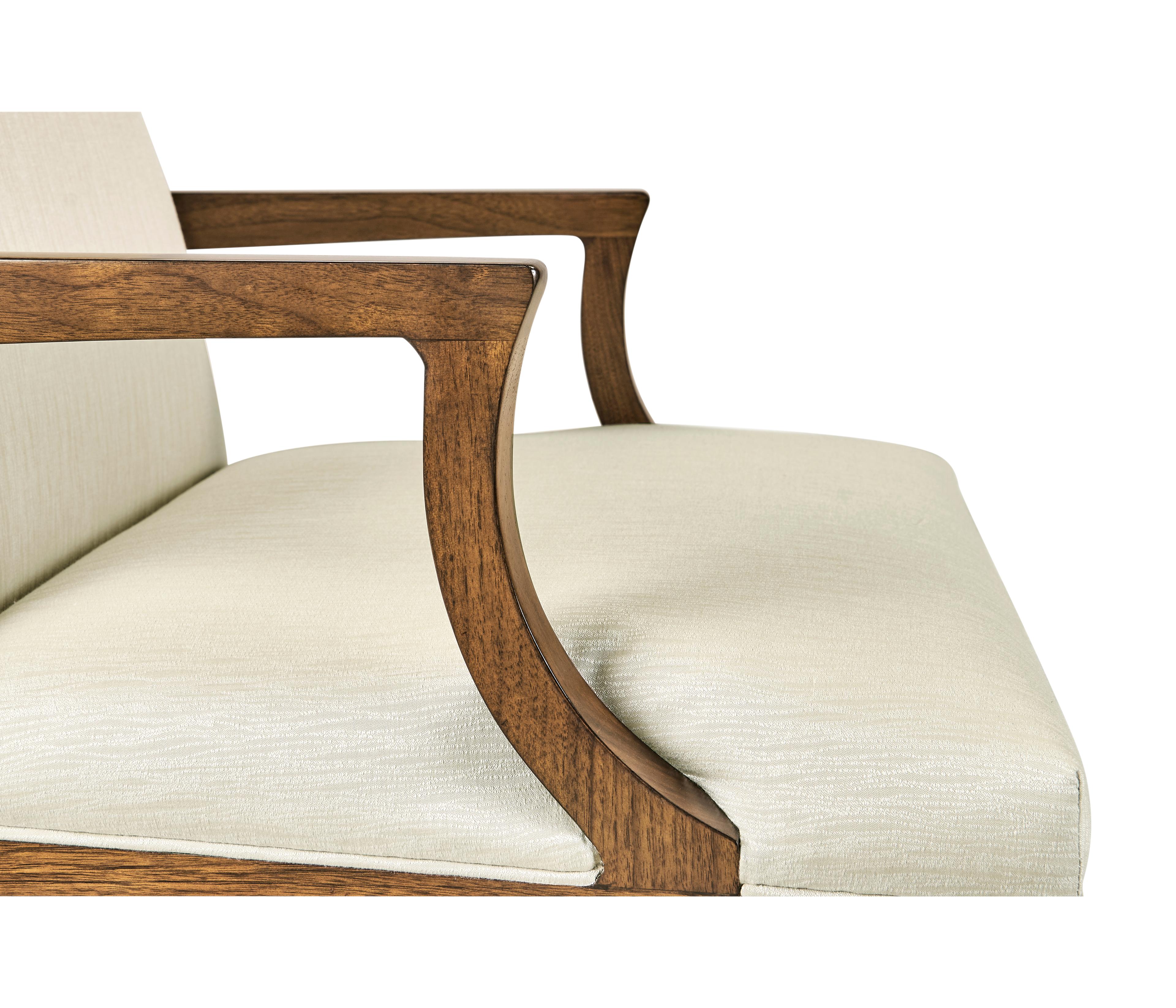 Jonathan Charles Toulouse Walnut Wood White Upholstered Arm Dining Chair