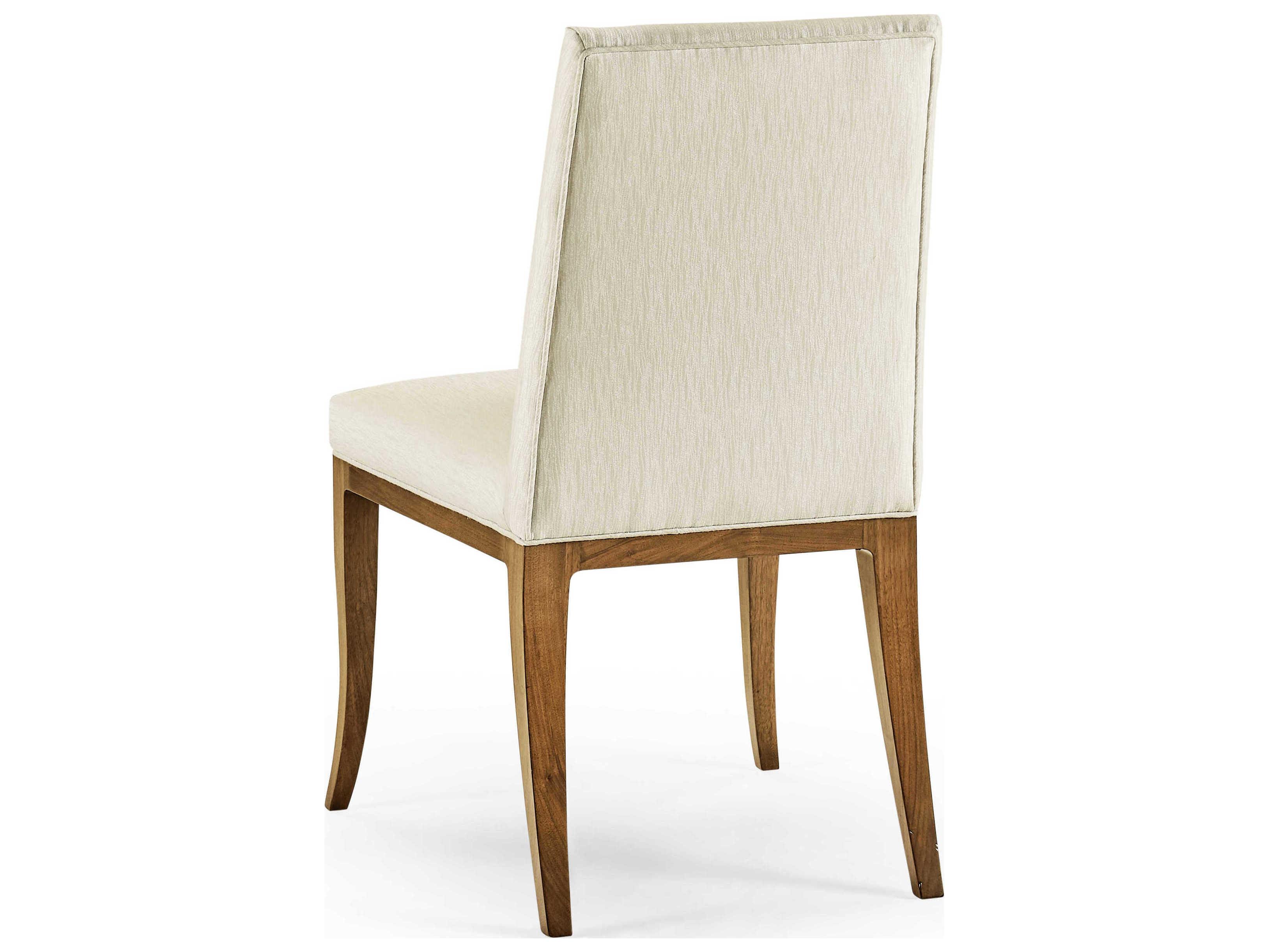Jonathan Charles Toulouse Walnut Wood White Upholstered Side Dining Chair