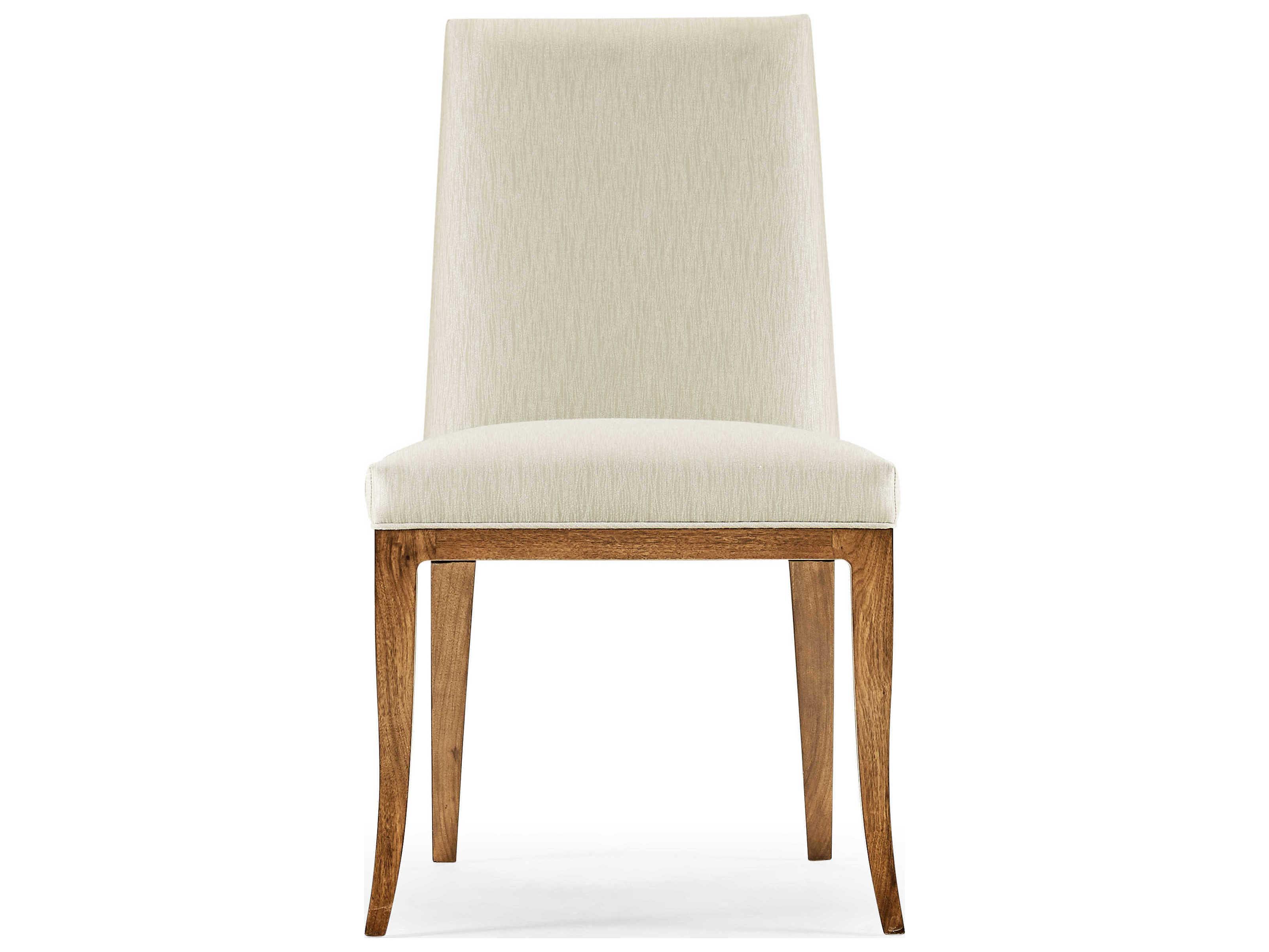Jonathan Charles Toulouse Walnut Wood White Upholstered Side Dining Chair