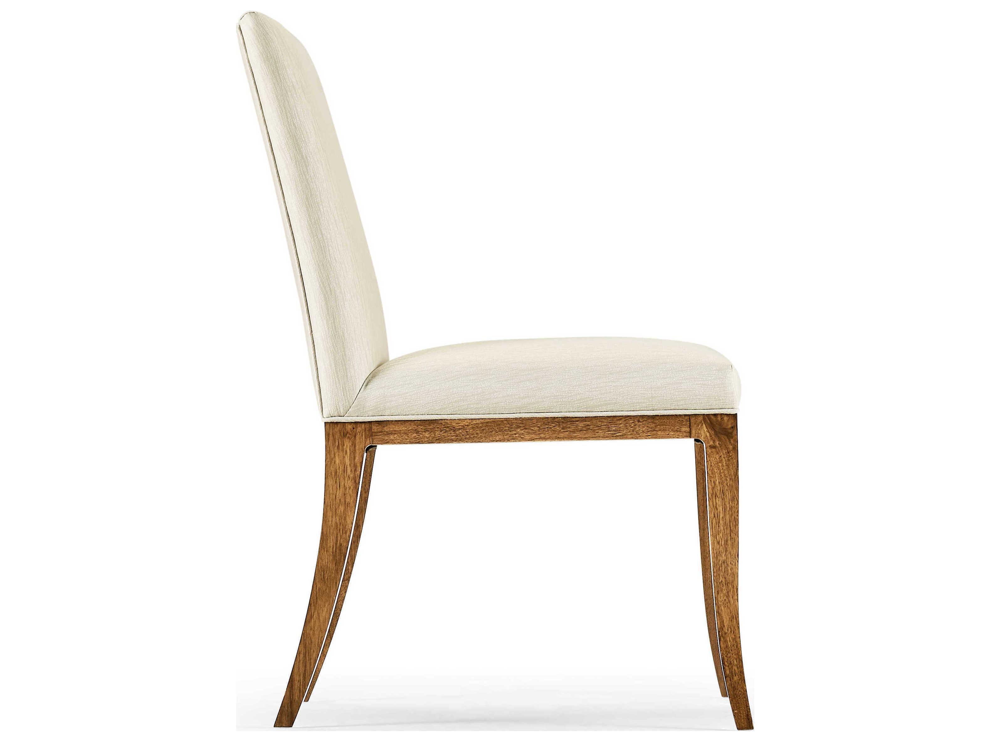 Jonathan Charles Toulouse Walnut Wood White Upholstered Side Dining Chair