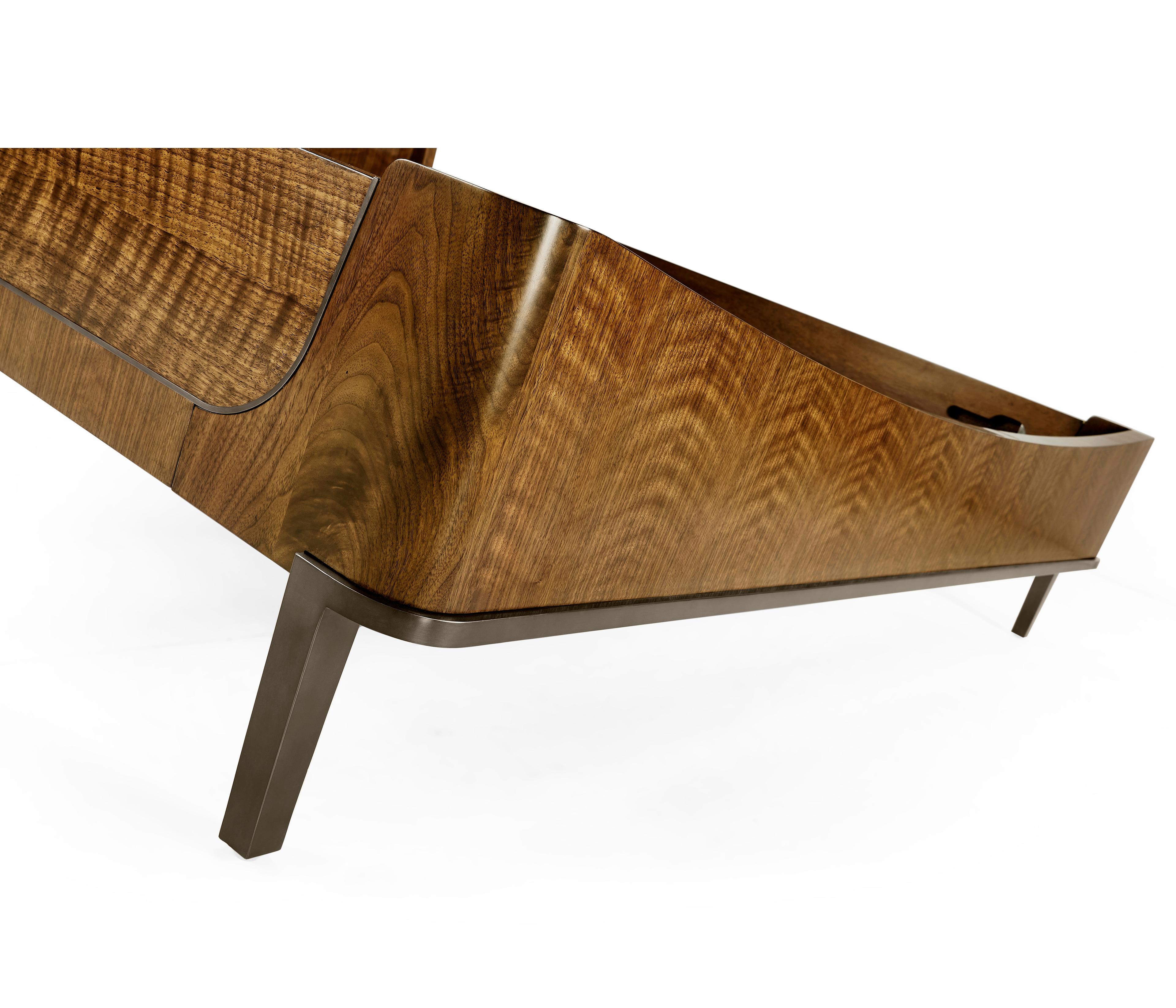 Jonathan Charles Toulouse Walnut Brown Wood King Panel Bed