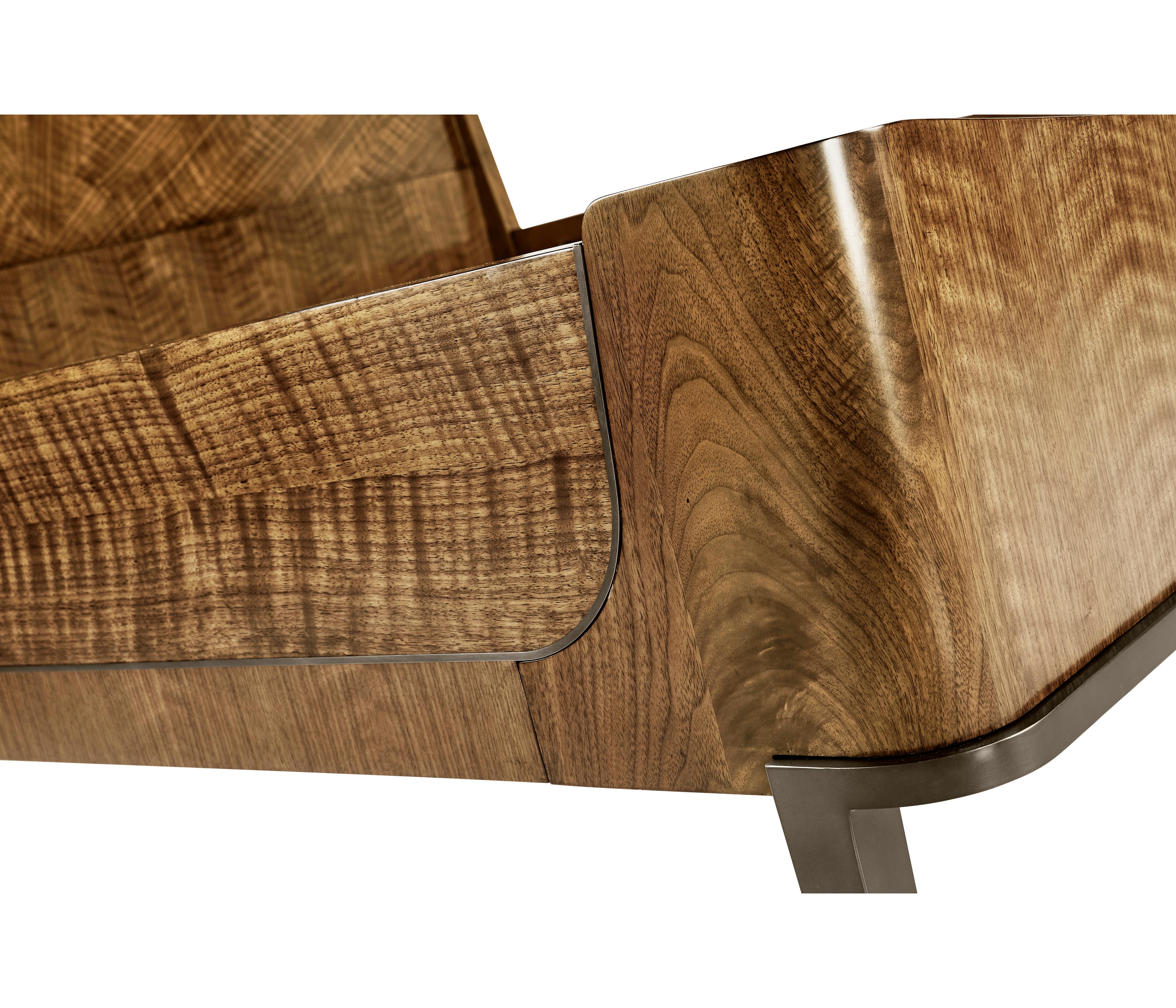 Jonathan Charles Toulouse Walnut Brown Wood King Panel Bed