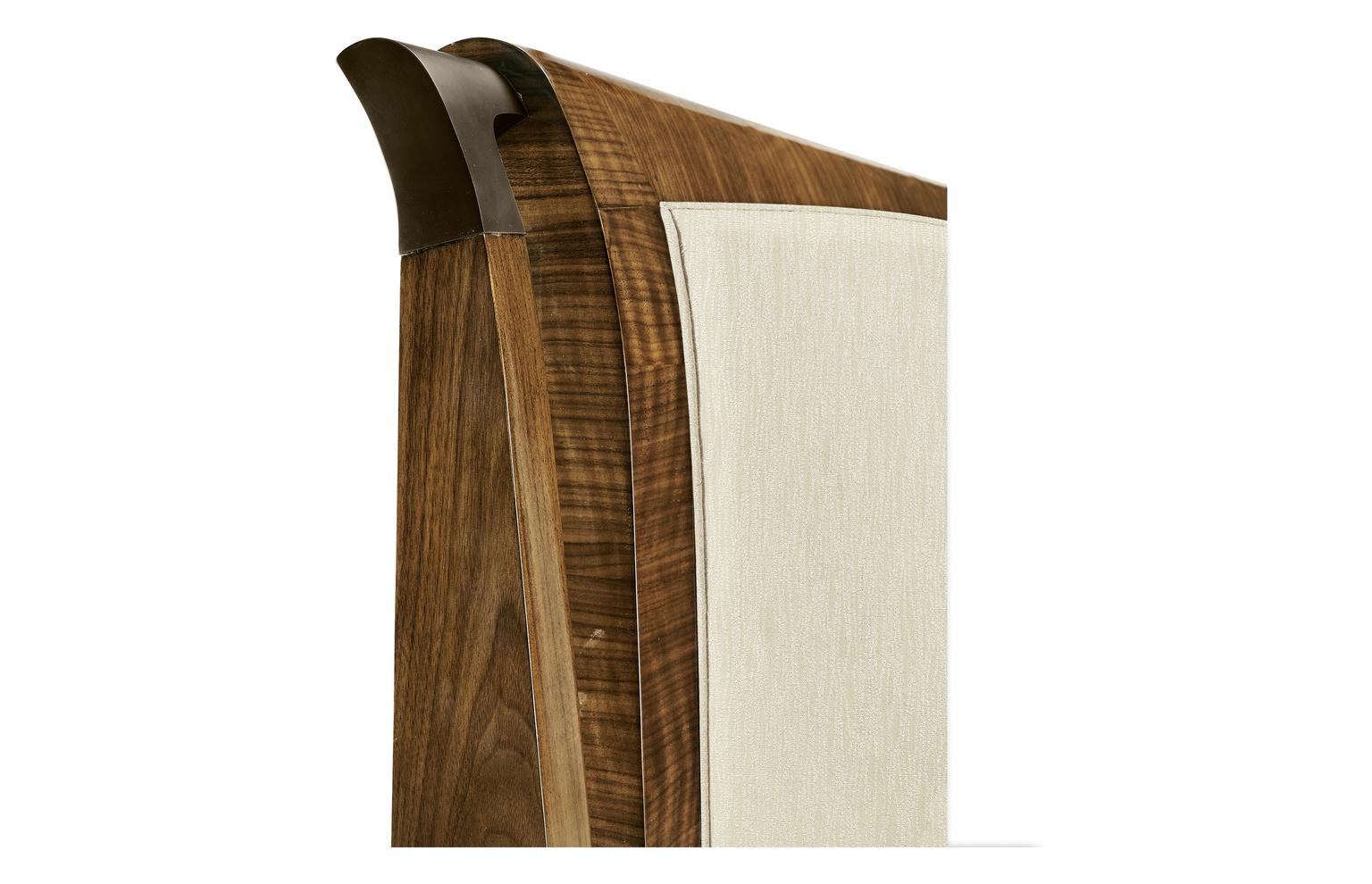Jonathan Charles Toulouse Walnut Wood Upholstered King Panel Bed