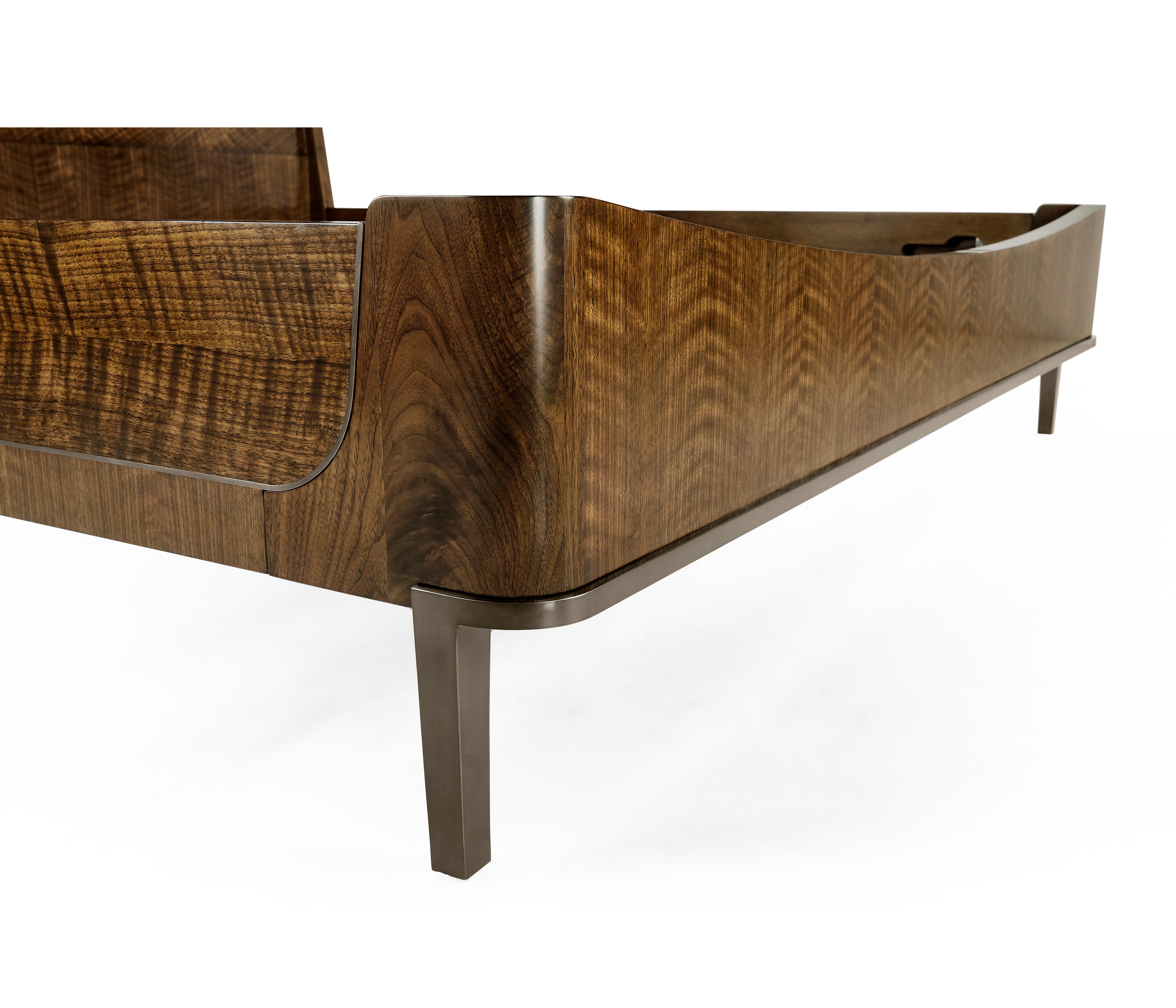 Jonathan Charles Toulouse Walnut Wood Upholstered King Panel Bed