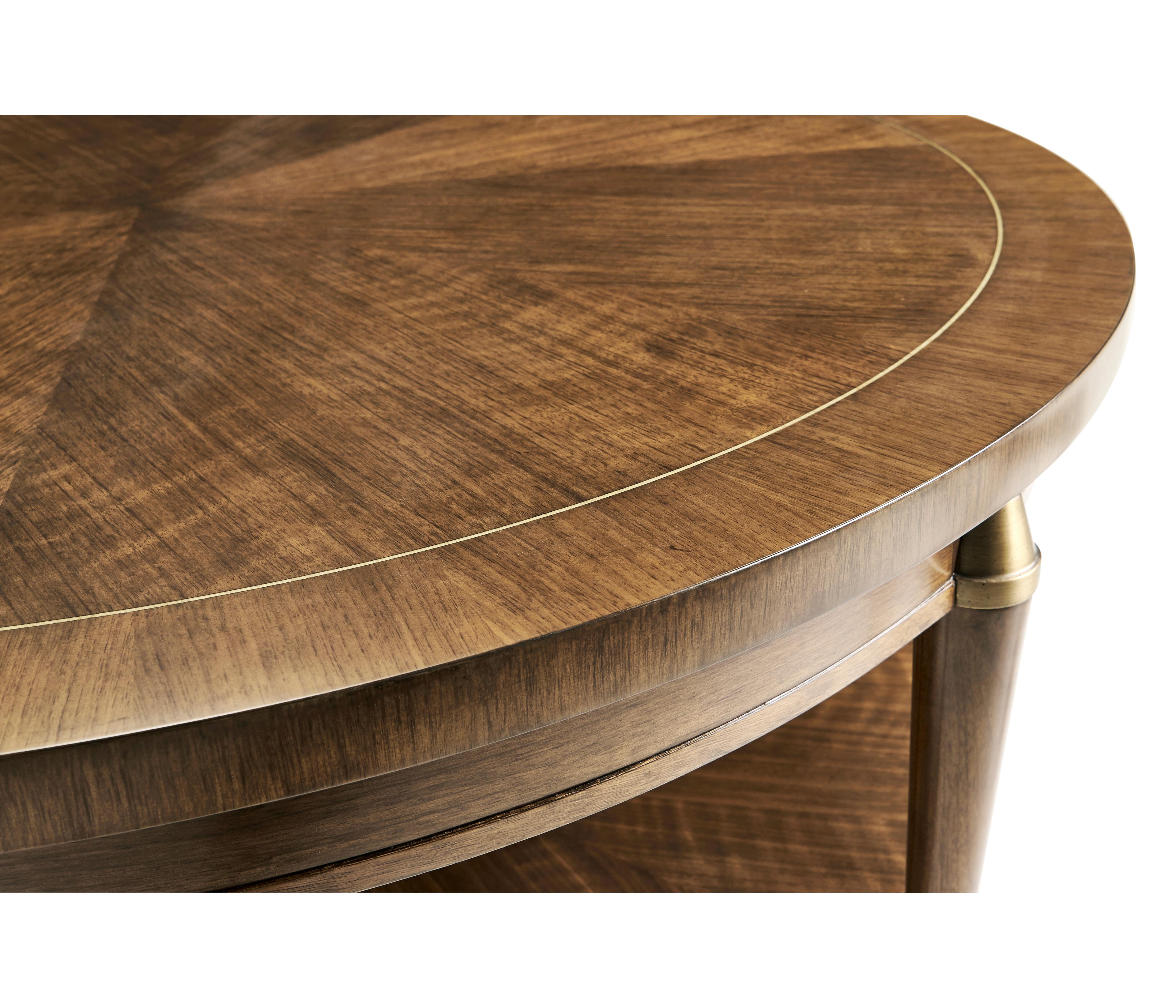 Jonathan Charles Toulouse Round Wood Walnut Coffee Table