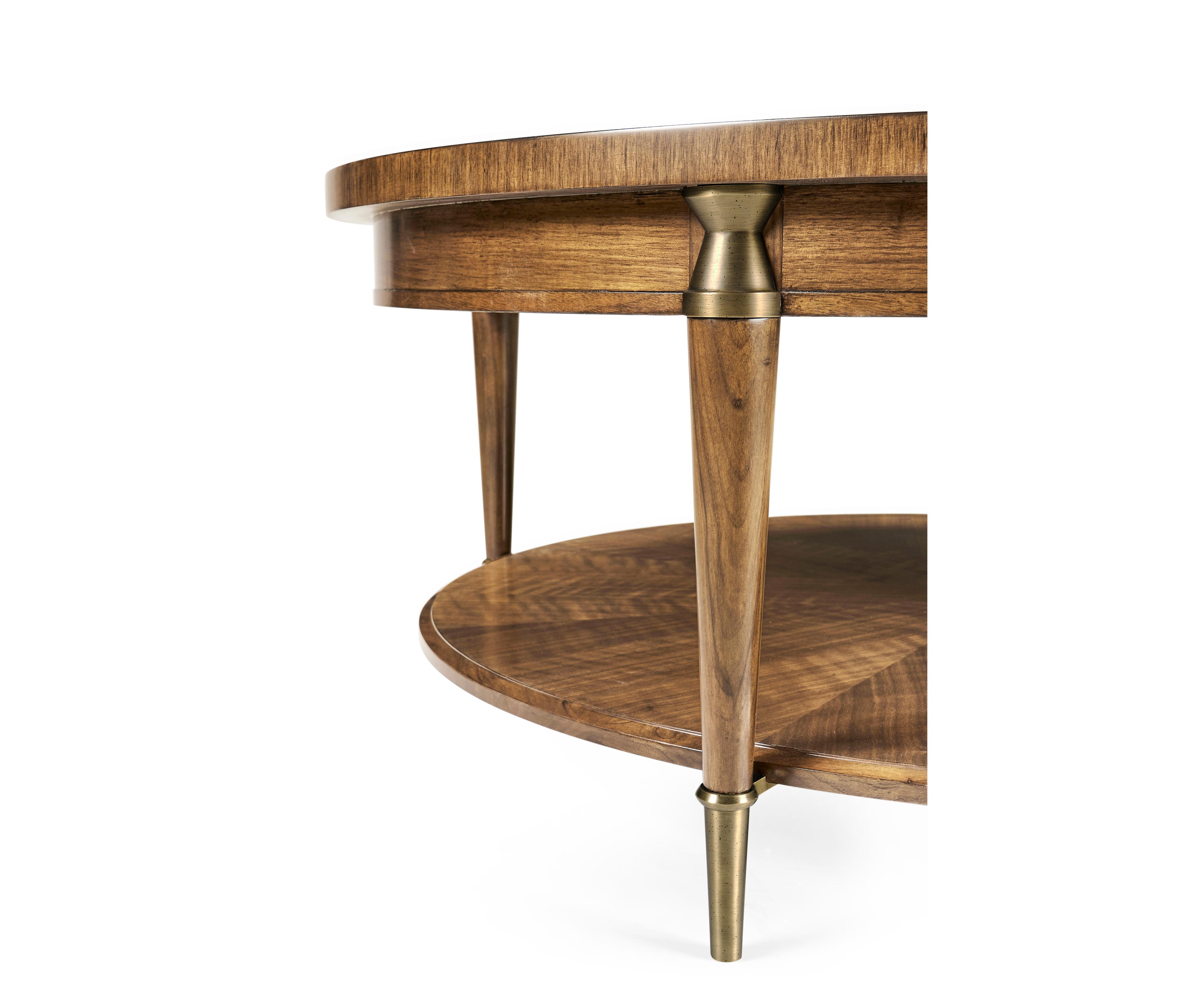 Jonathan Charles Toulouse Round Wood Walnut Coffee Table