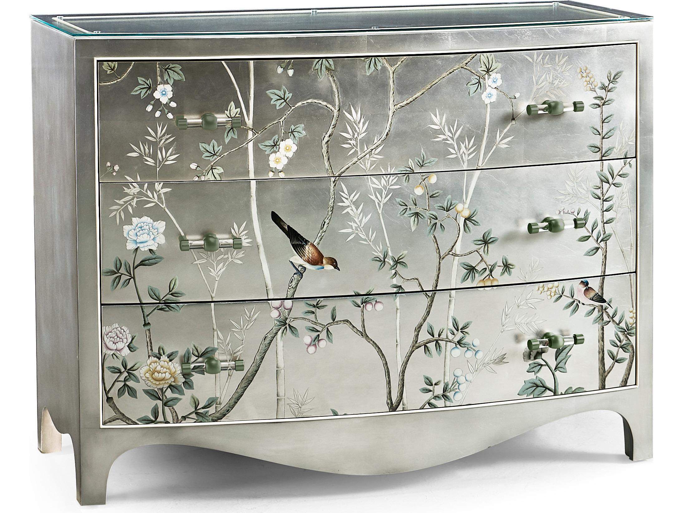 Jonathan Charles Jc Modern Painted Scene: De Gournay Silver Accent Chest