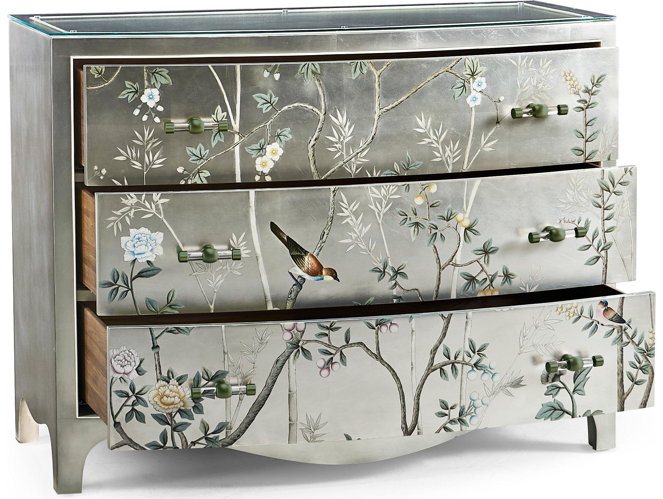 Jonathan Charles Jc Modern Painted Scene: De Gournay Silver Accent Chest